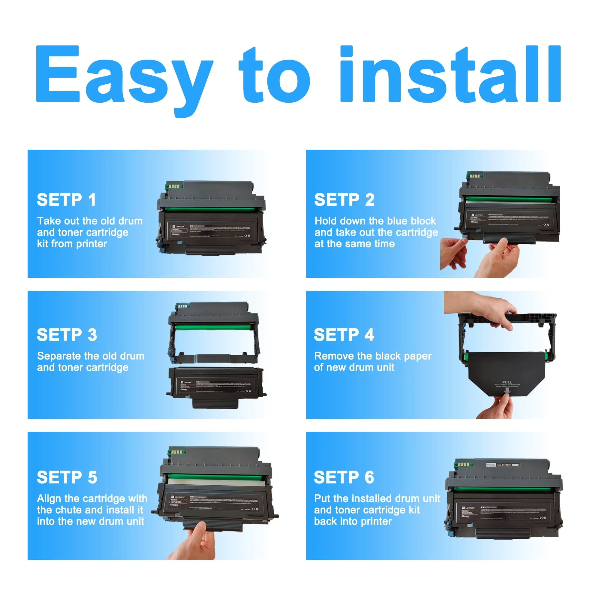 LCL Tamburo Compatibile B220Z00 MB2236i B2236dw MB2236adw MB2236adwe (Nero) Sostituzione per stampante Lexmark MB2236i B2236dw MB2236adw MB2236adwe