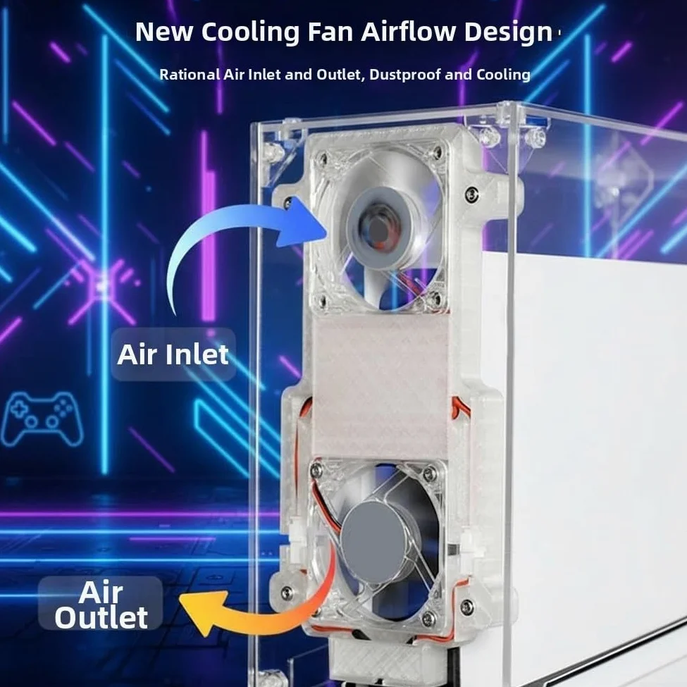 Copertura trasparente di raffreddamento e polvere per PS5 per console Slim, guscio di dissipazione del calore su misura con design in acrilico per proteggere da detriti e migliorare il flusso d'aria