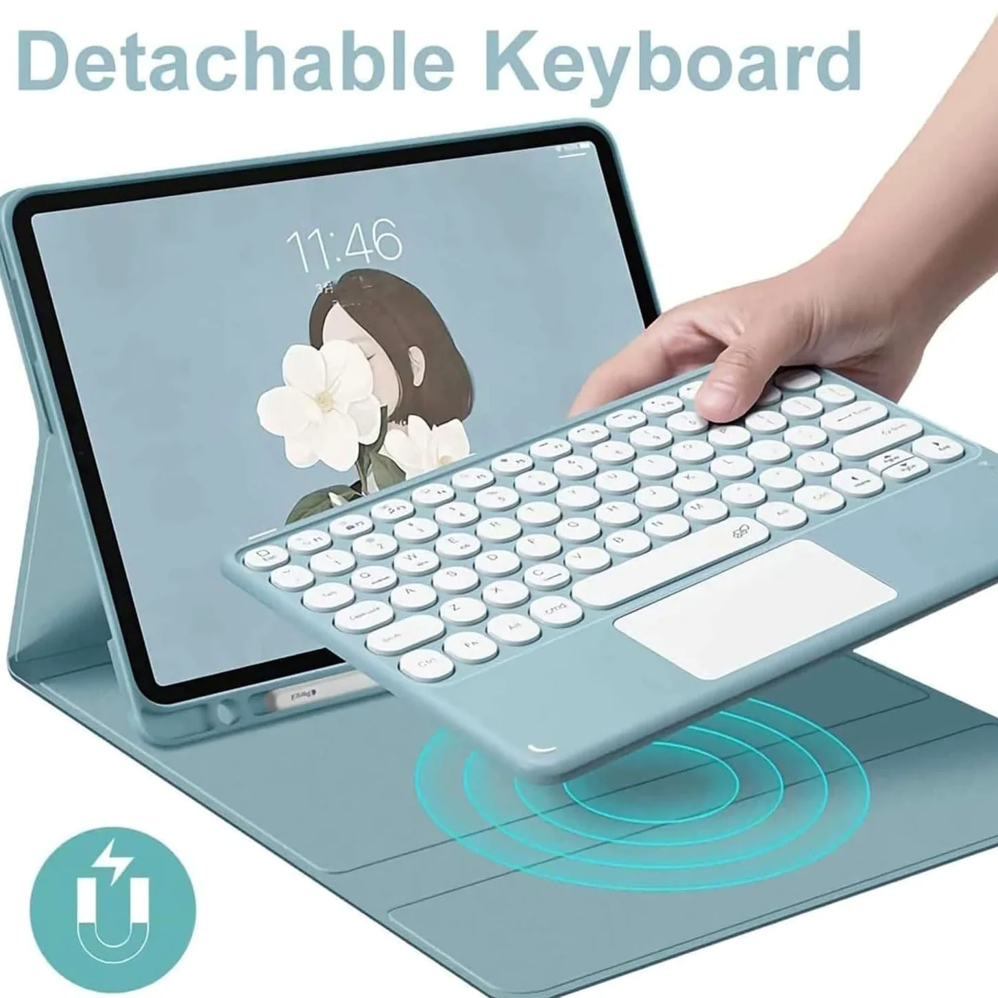 Custodia con Tastiera per Lenovo Idea Tab Plus 12,1 Pollici/Tab K12 Modello 2025 (TB361ZU/TB361FU), Layout Italiano Tastiera Rimovibile con Touchpad Intelligente con Mouse,Viola