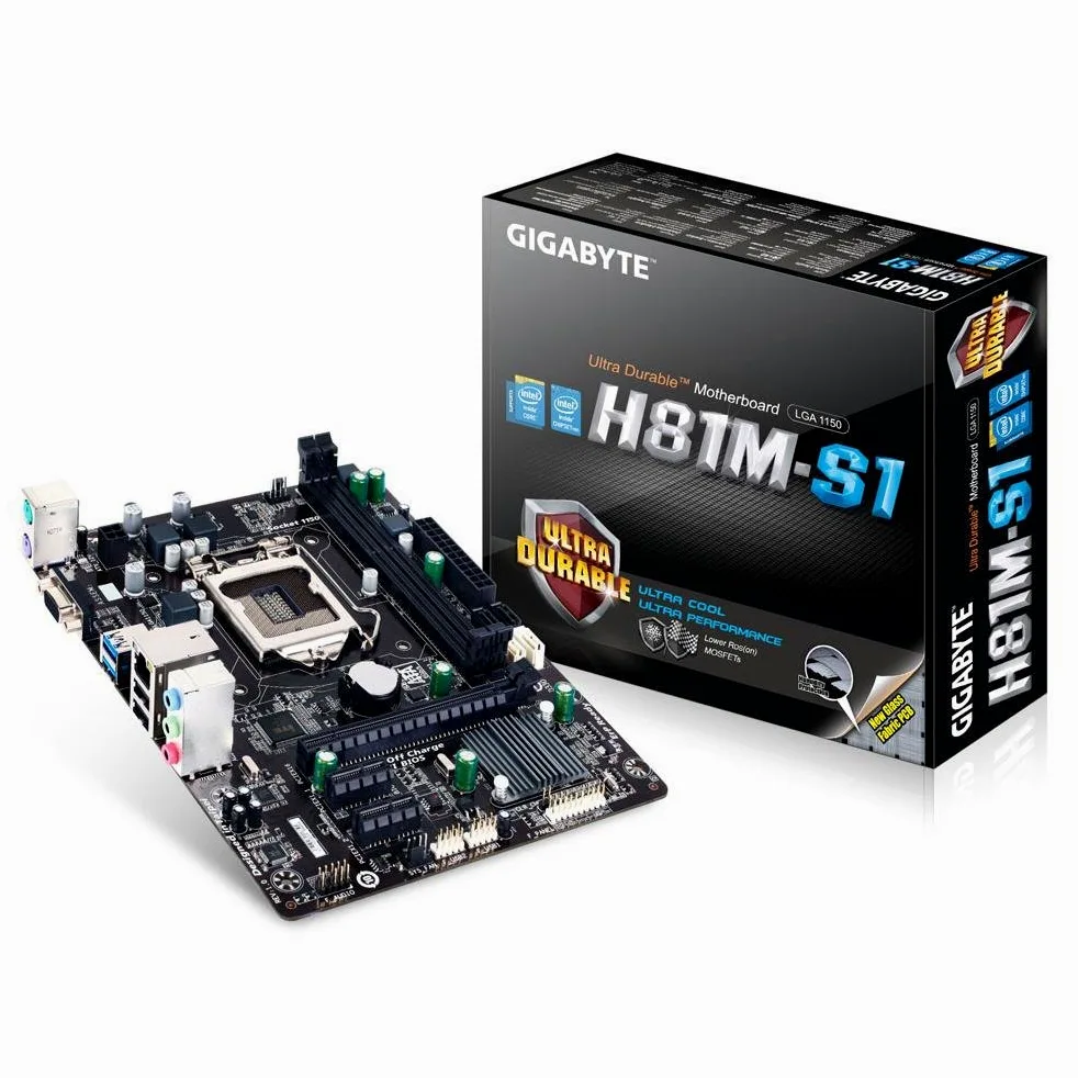 Gigabyte 1155 GBT GA-H81M-S1 Scheda Madre, 2xD3 1333, USB3, SATA3, Nero