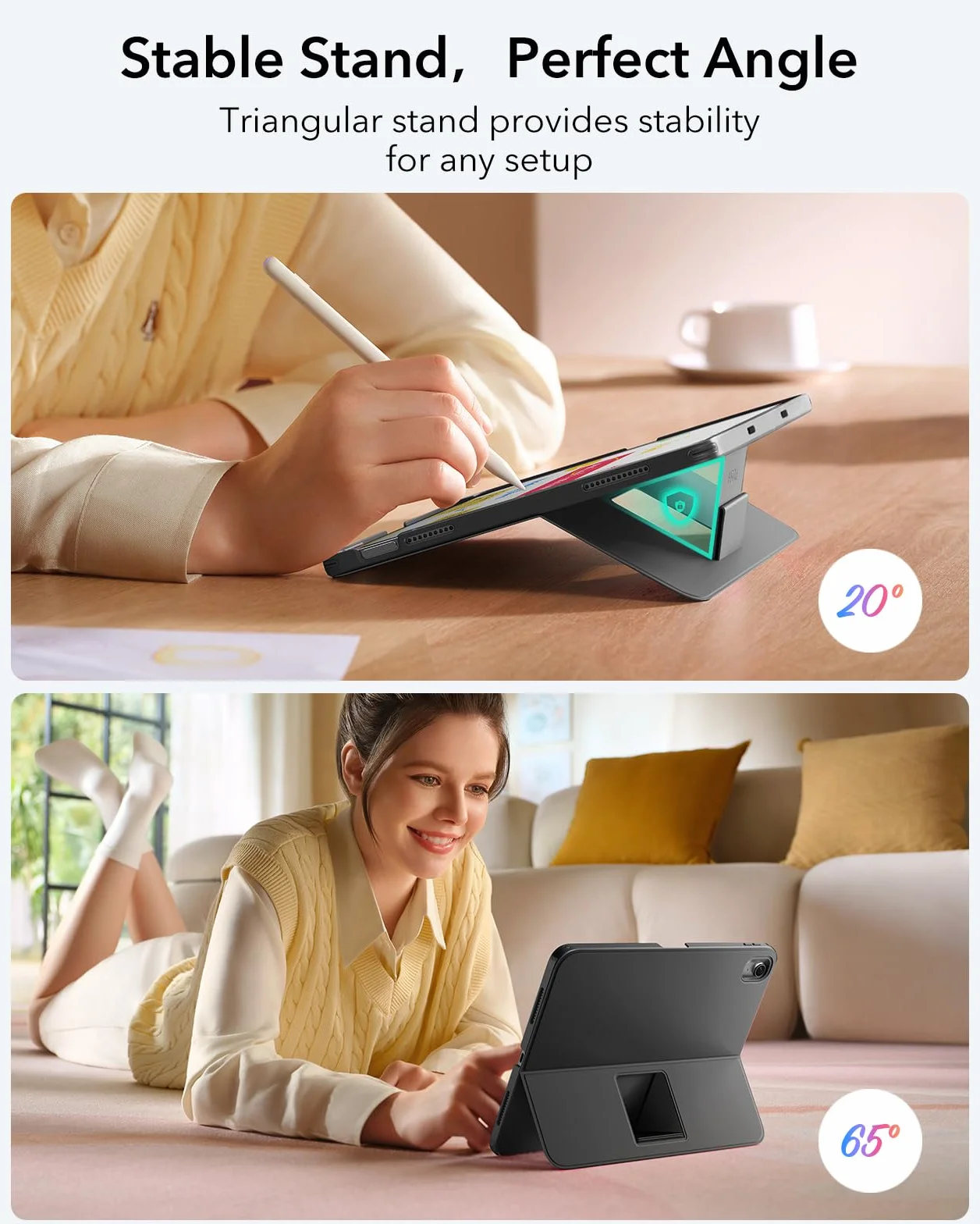 ESR iPad 11" (A16) 2025/10. Gen Flex Custodia con tastiera, tastiera magnetica ultra leggera rimovibile per iPad 10.9" con modalità di scrittura e visualizzazione, grande trackpad di precisione