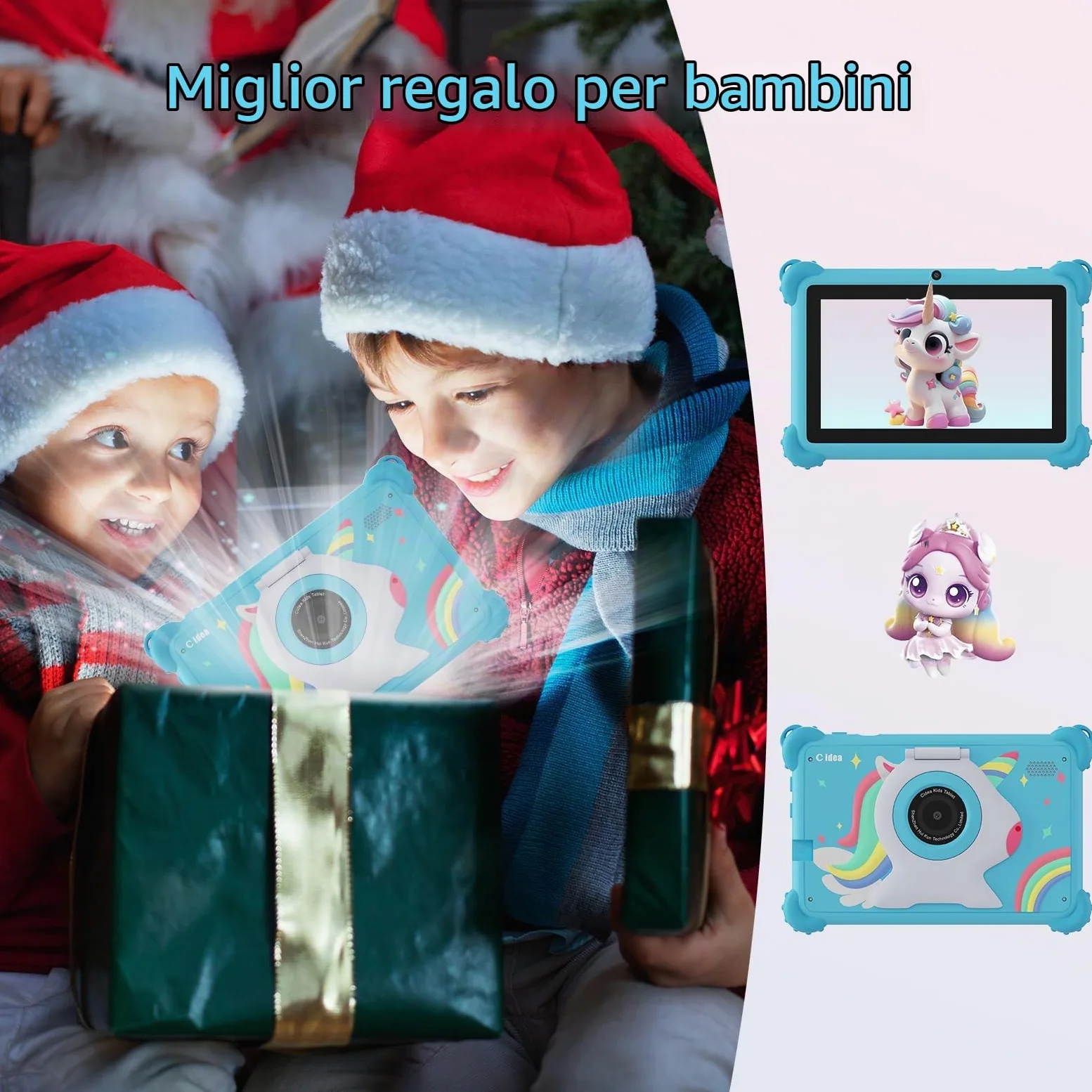 C idea, tablet per bambini, Android 15, 7 pollici, 1024 x 600, 6 GB (3 + 3) RAM + 32 GB ROM, batteria 2500 mAh, app per bambini preinstallate, compatibile con Wi-Fi e Bluetooth (blu)