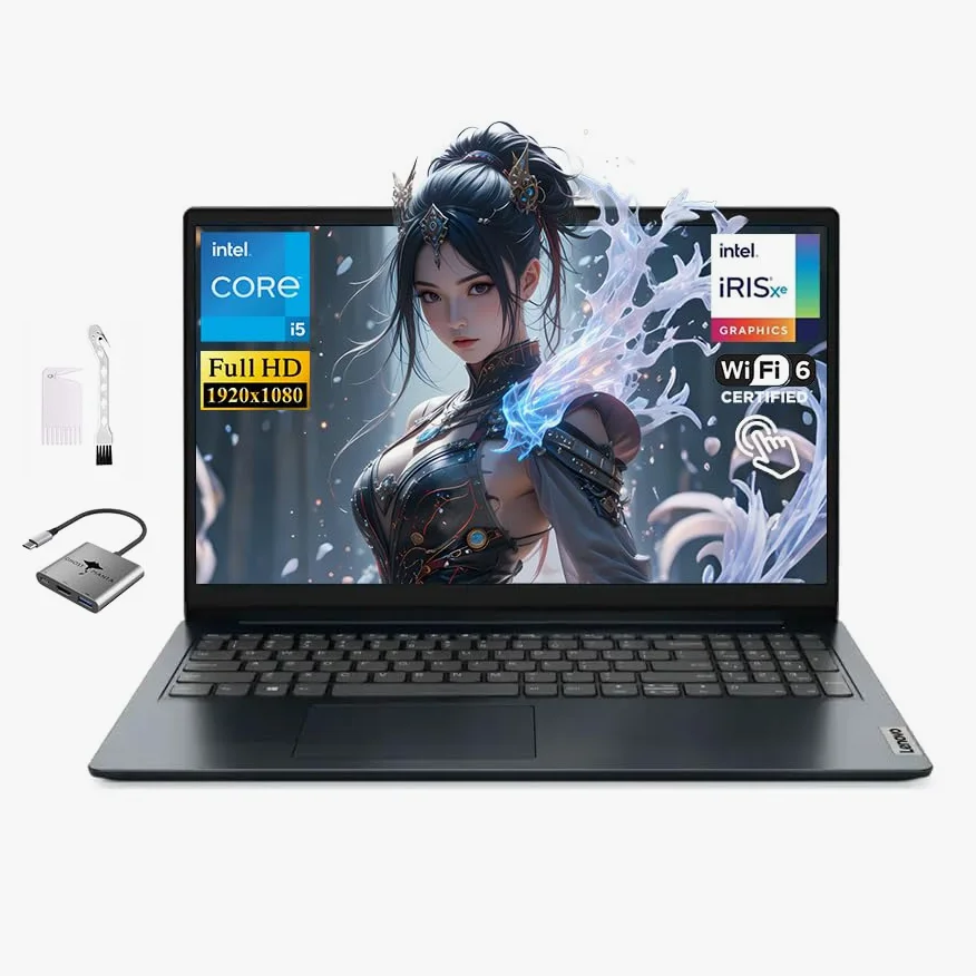 Lenovo IdeaPad - Computer portatile touchscreen FHD da 15,6", Intel Core i5-1335U (10-Core fino a 4,6 GHz), RAM da 12 GB, SSD da 512 GB, scheda grafica Intel Iris Xe, batteria a lunga durata, WiFi 6