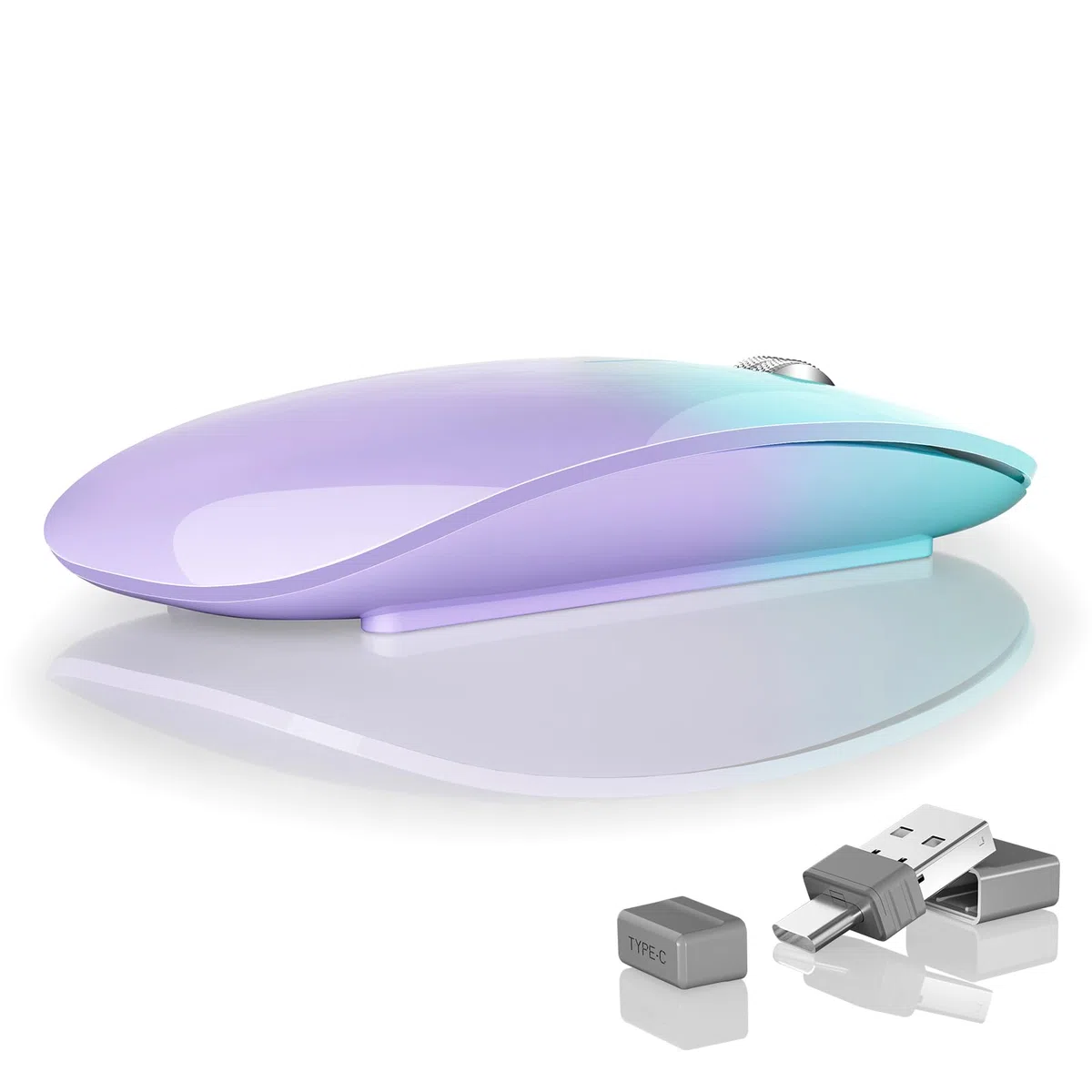 Uiosmuph Mouse Bluetooth Wireless Ricaricabile - Silenzioso Senza Fili Tri-Mode (Dual Bluetooth 5.1 + 2.4GHz) con Ricevitore USB, per Laptop/iPad/PC/Mac, Verde e Viola