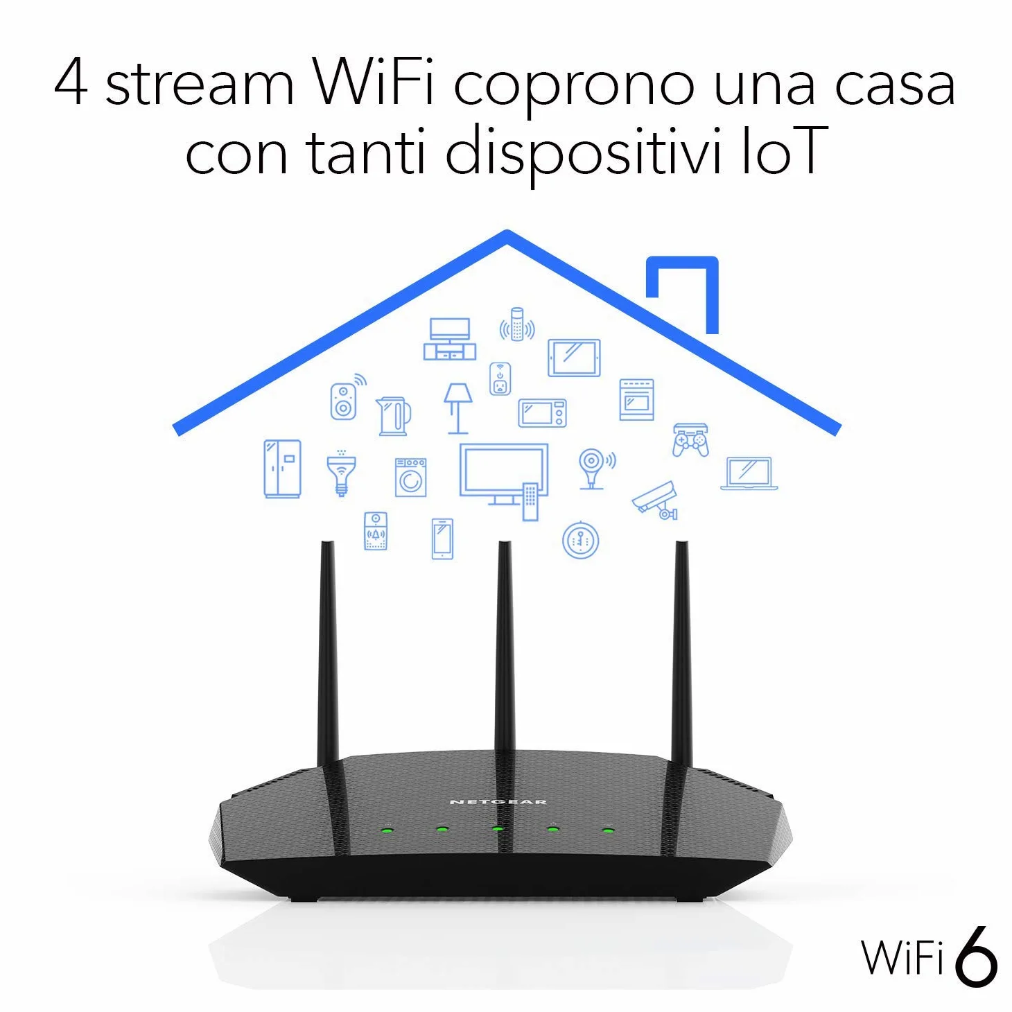 NETGEAR Nighthawk Router WiFi 6 (RAX10), Dual-Band Velocità Wireless AX1800 (fino a 1.8 Gbps), Copertura fino a 100 m2