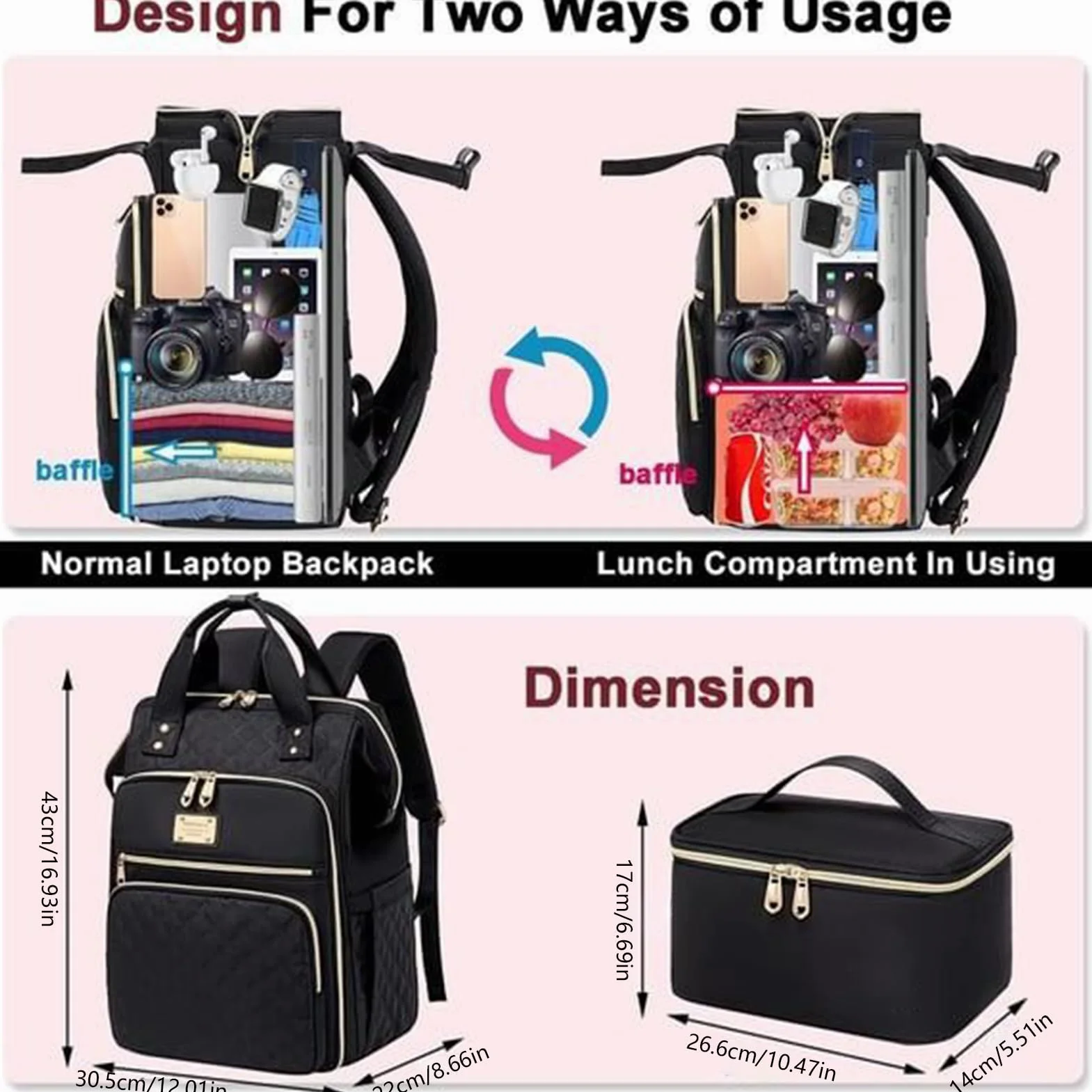 Zaino Per Il Pranzo: Zaino Isolato Per Laptop, Da Lavoro Con Dispositivo Di Raffreddamento Termico, Organizer Per Riporre Oggetti Di Grande Capacità, Compagno Di Viaggio Portatile | Per Studenti