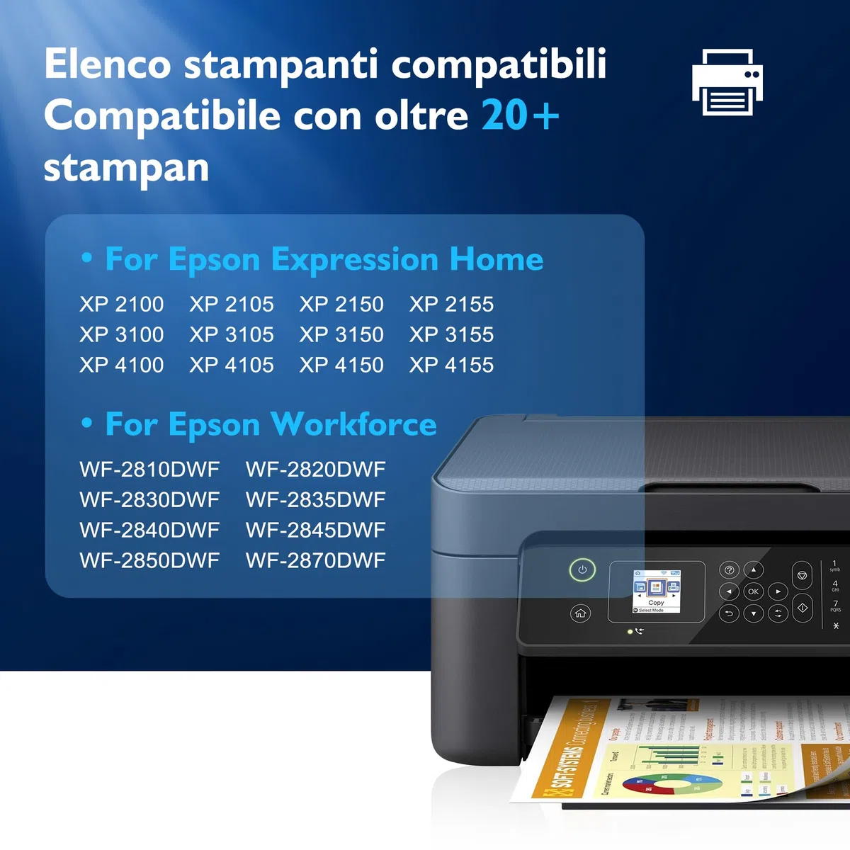 Compatibili per 603XL Cartucce d'inchiostro Compatibili per Epson Expression Home XP-2100 XP-3100 XP-4100 XP-2105 XP-2150 XP-3105 XP-4105 Workforce WF-2810 WF-2830 WF-2820 WF-2840 (12 Pezzi)