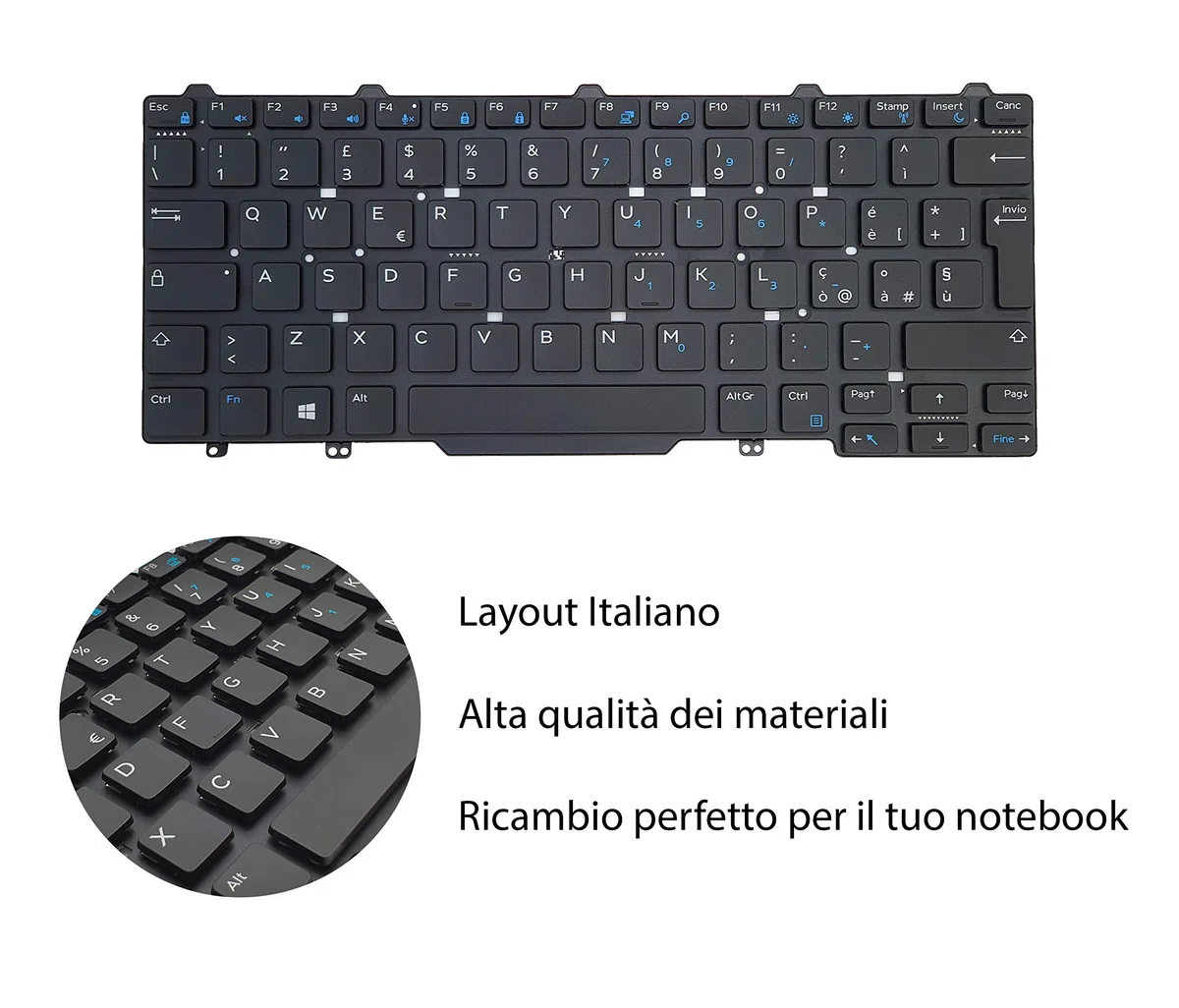 new net Keyboards - Tastiera ITALIANA 0138F6 NSK-LKAUW 9Z.NB2UW.A0E 01PM8M 07J19R 010M30 098KF2 compatibile con Notebook Dell Latitude 3340 3350