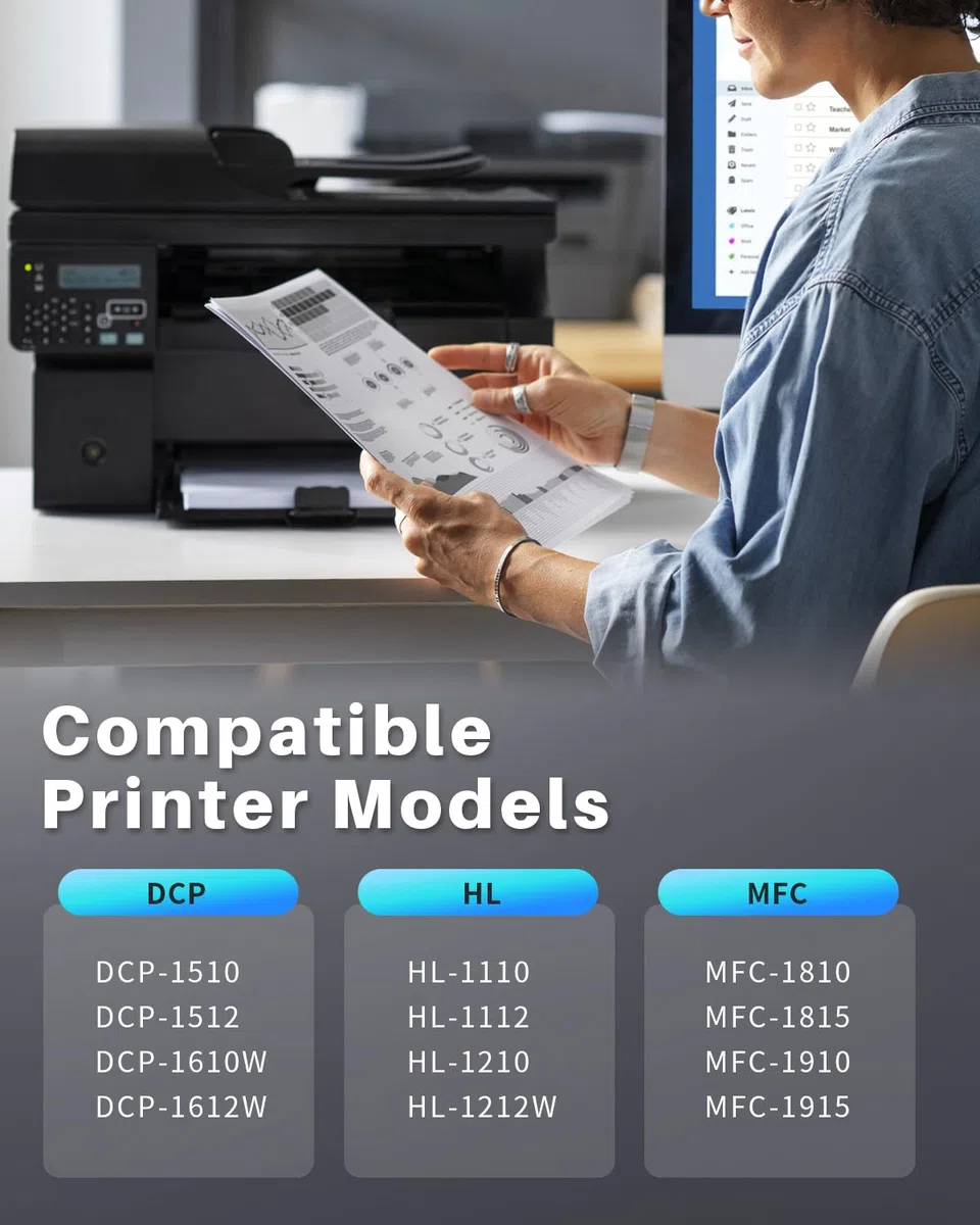INK4U DR1050 Tamburo Compatibile con Brother DR1050 Tamburo per Brother HL-1110 HL-1112 HL-1210W HL-1212W MFC-1810 MFC-1815 MFC-1910W MFC-1915W DCP-1510 DCP-1512 DCP-1610W DCP-1612W Drum DR 1050