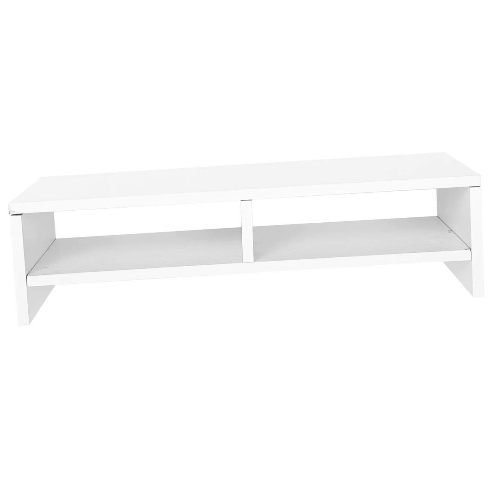 Supporto per Monitor da Scrivania in Legno Bianco Design a Doppio Strato, Rialzo per Computer e Laptop, Organizza Lo Spazio Ufficio in Modo Efficiente e Ordinato