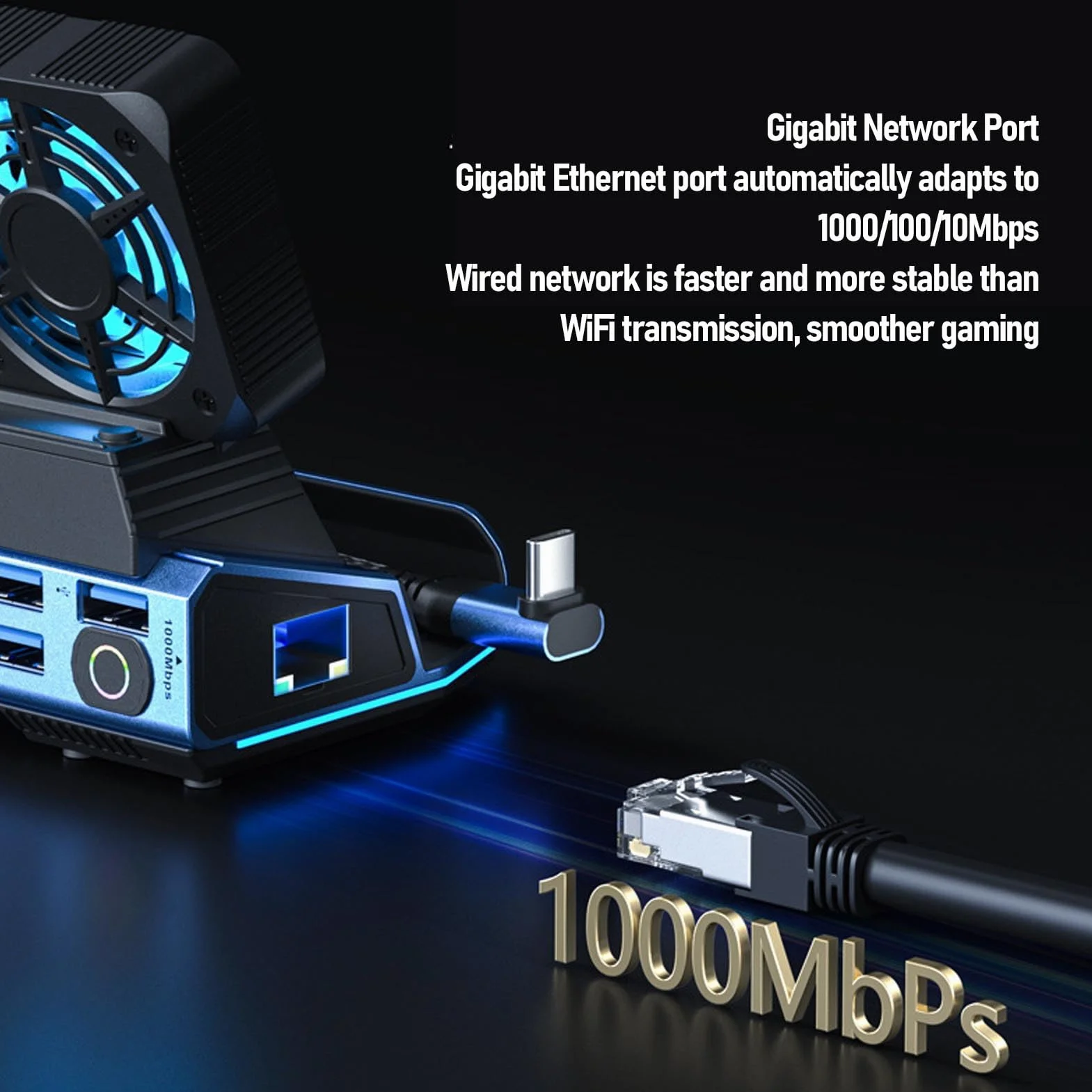 Docking Station USB C con Doppia Ventola di Raffreddamento Docking Station 4K 60Hz Hub USB C 10 in 1 con PD Gigabit Ethernet 3 0 da 100 W per Legion Go Claw ROG Ally OLED