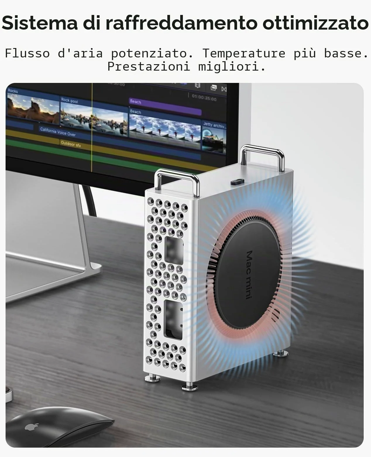 ORICO MiniPro - Custodia in alluminio, supporto per Mac mini m4 - Custodia protettiva in piedi con morbido strato interno in silicone, senza attrezzi