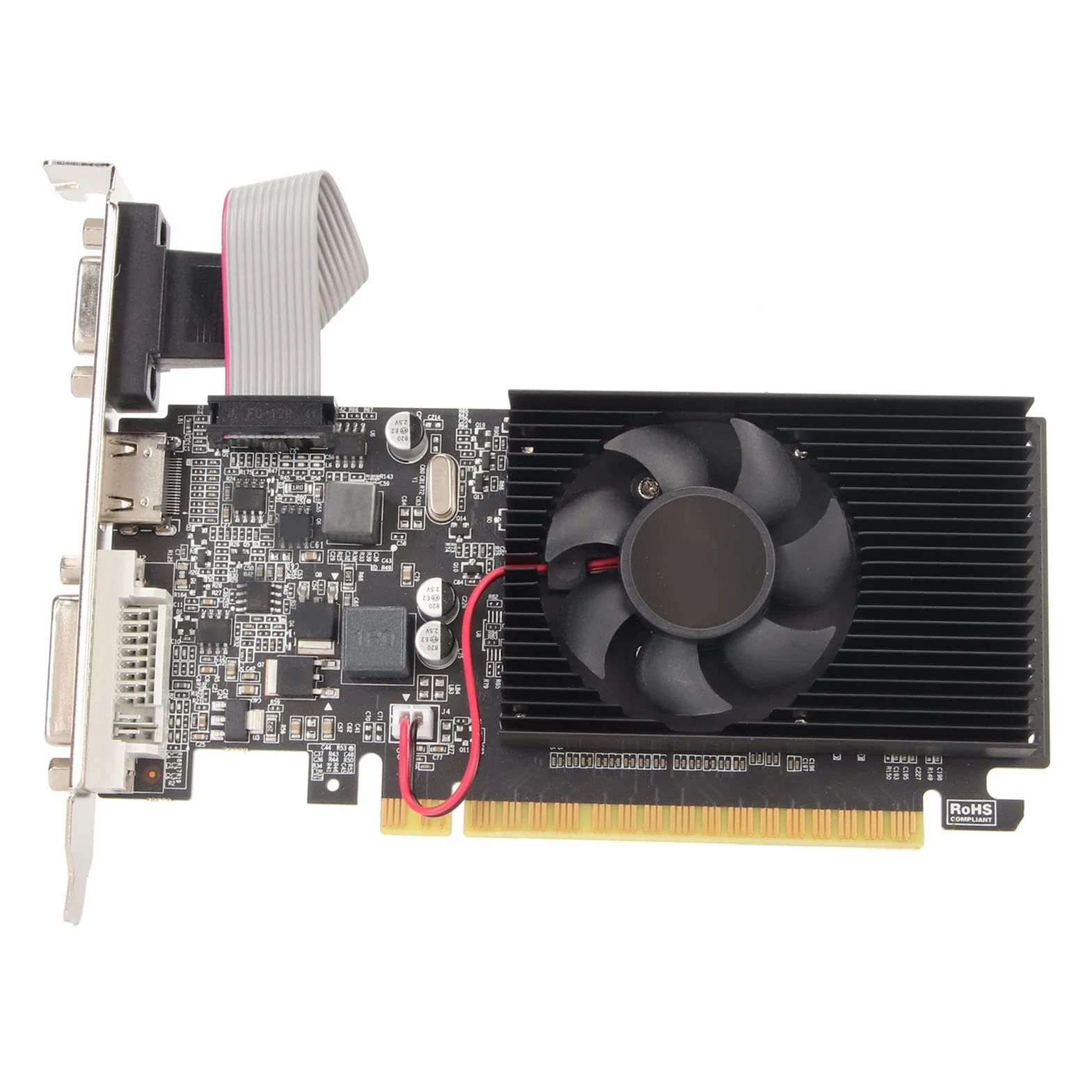 VBESTLIFE Scheda Grafica GT210, Scheda Video Desktop 1G DDR3 64 Bit 589 MHz, Interfaccia Multimediale HD, VGA, DVI, PCIE 2.0 X16, DirectX 10.1
