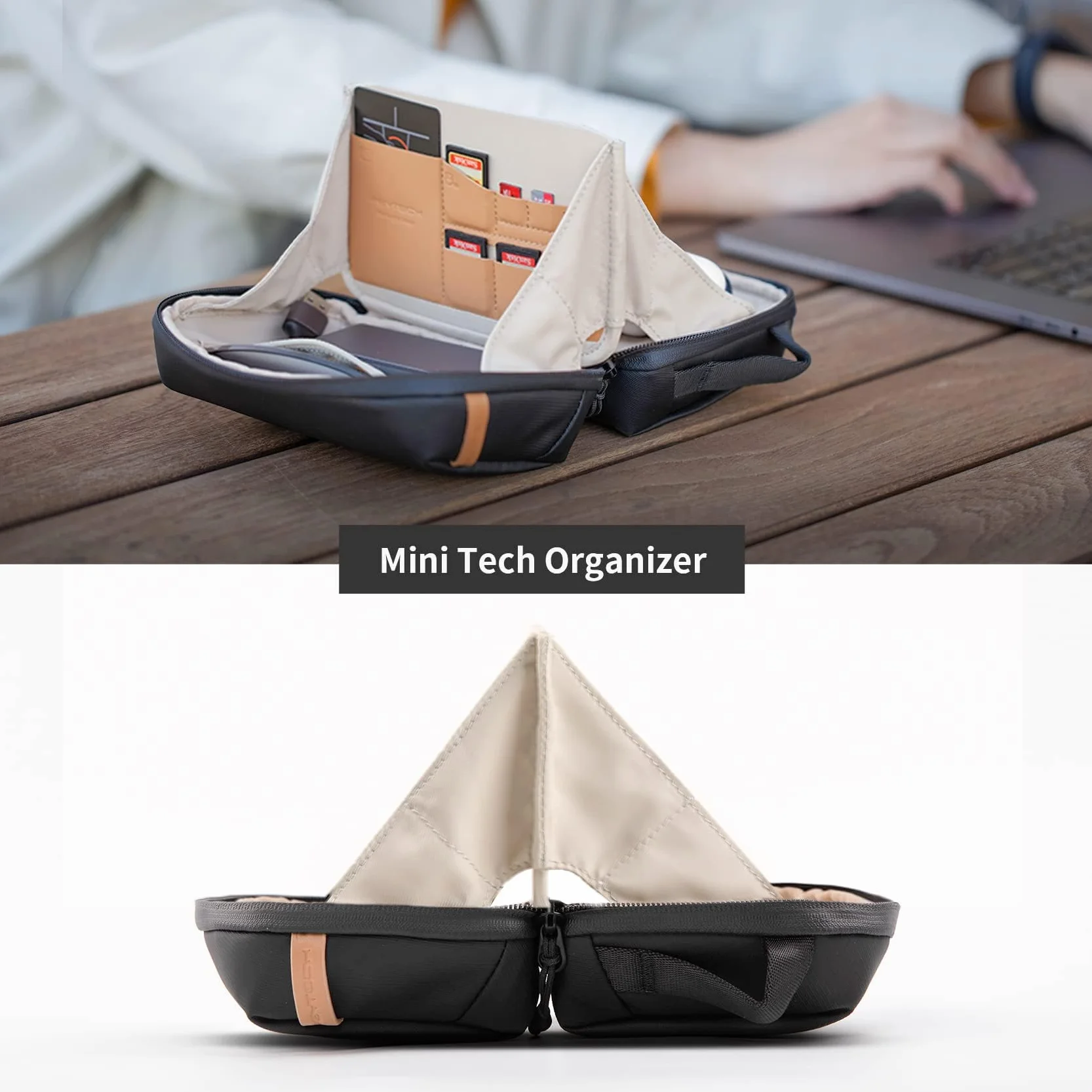 PGYTECH Mini Organizzatore di Cavi Elettronici, Custodia Tech da Viaggio Impermeabile, Borsa Organizer per Cavi, Banca di Potere, Scheda SD e Altri Accessori Elettronici, Nero