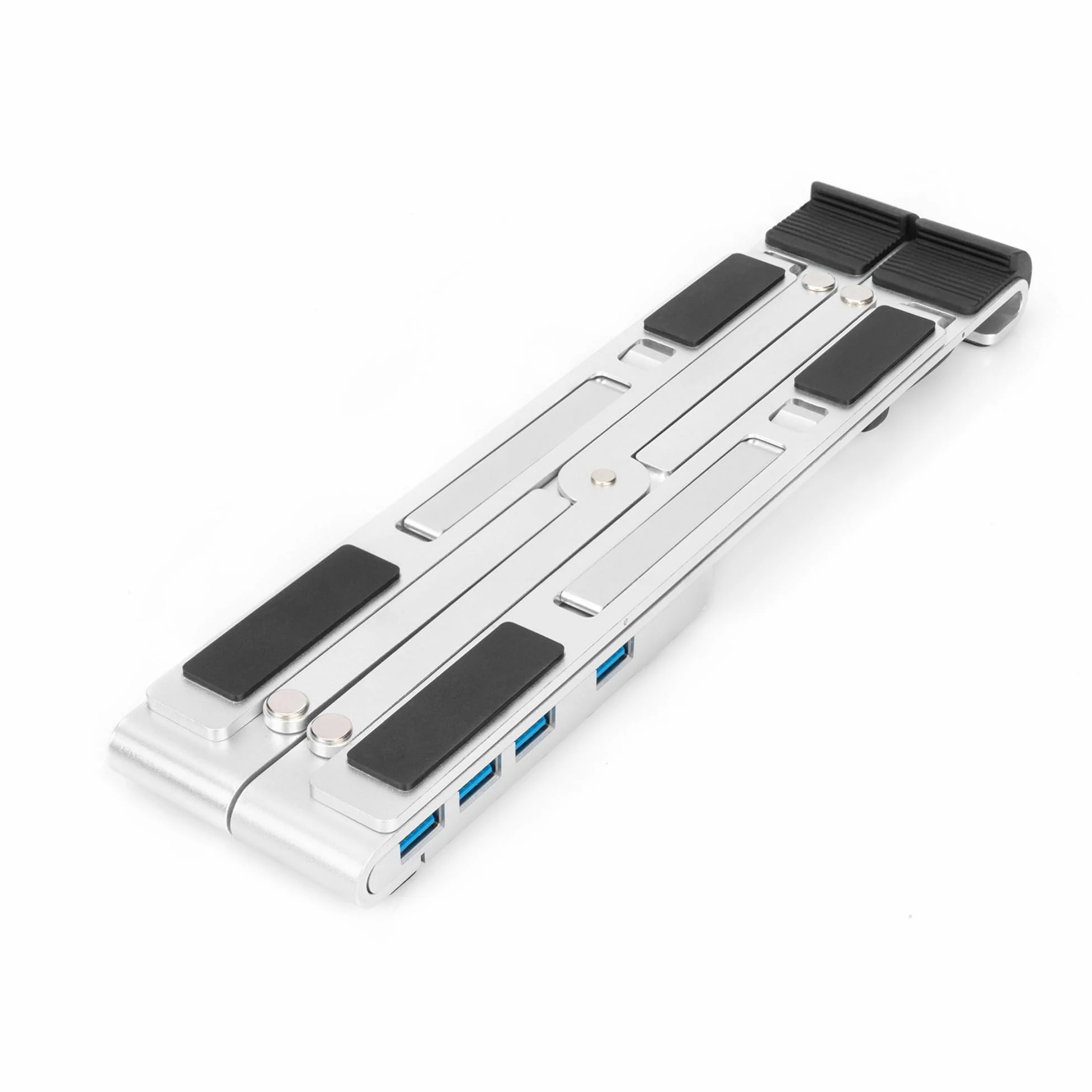 DIGITUS supporto per notebook con hub USB-C integrato - per laptop da 10-17" - angolo di inclinazione regolabile - 4x porte USB-A 3.2 Gen1-1x porta USB-C 3.2 Gen1-5 Gbit/s - Power Delivery 3.0