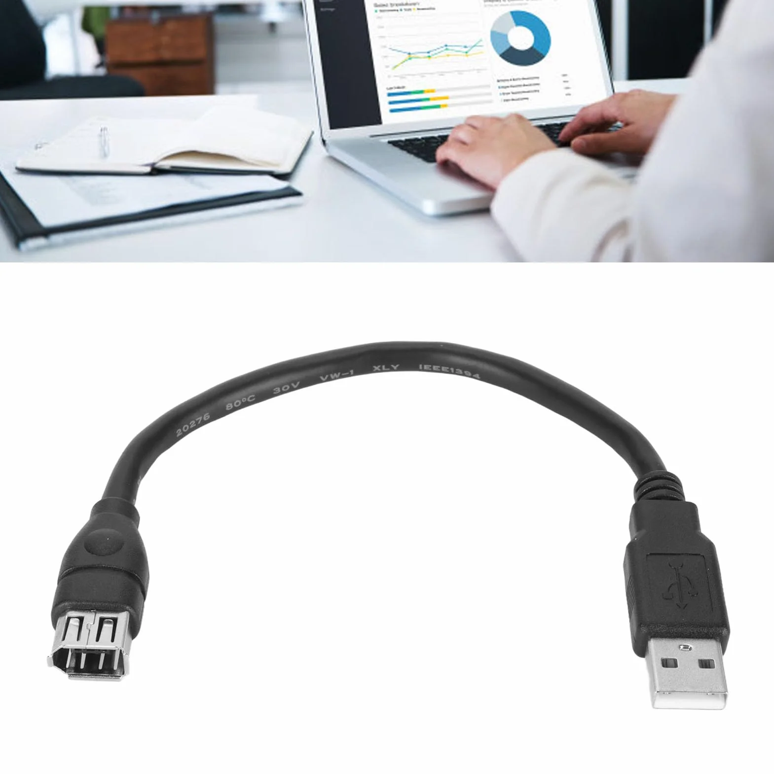 Tonysa Cavo Adattatore Firewire 1394 da 6 Pin Femmina a USB 2.0, Plug and Play, Cavo Flessibile per Fotocamera Digitale Firewire, per la Maggior Parte delle Videocamere DV