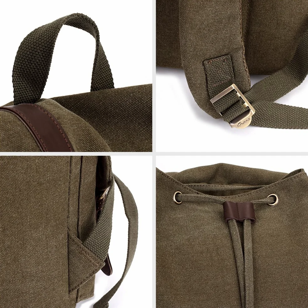 KAUKKO Annata Tela di viaggio un'escursione zaino di campeggio Escursionismo Bag per gli sport esterni svago Daypacks Sports Freizeit Daypacks (Army green)