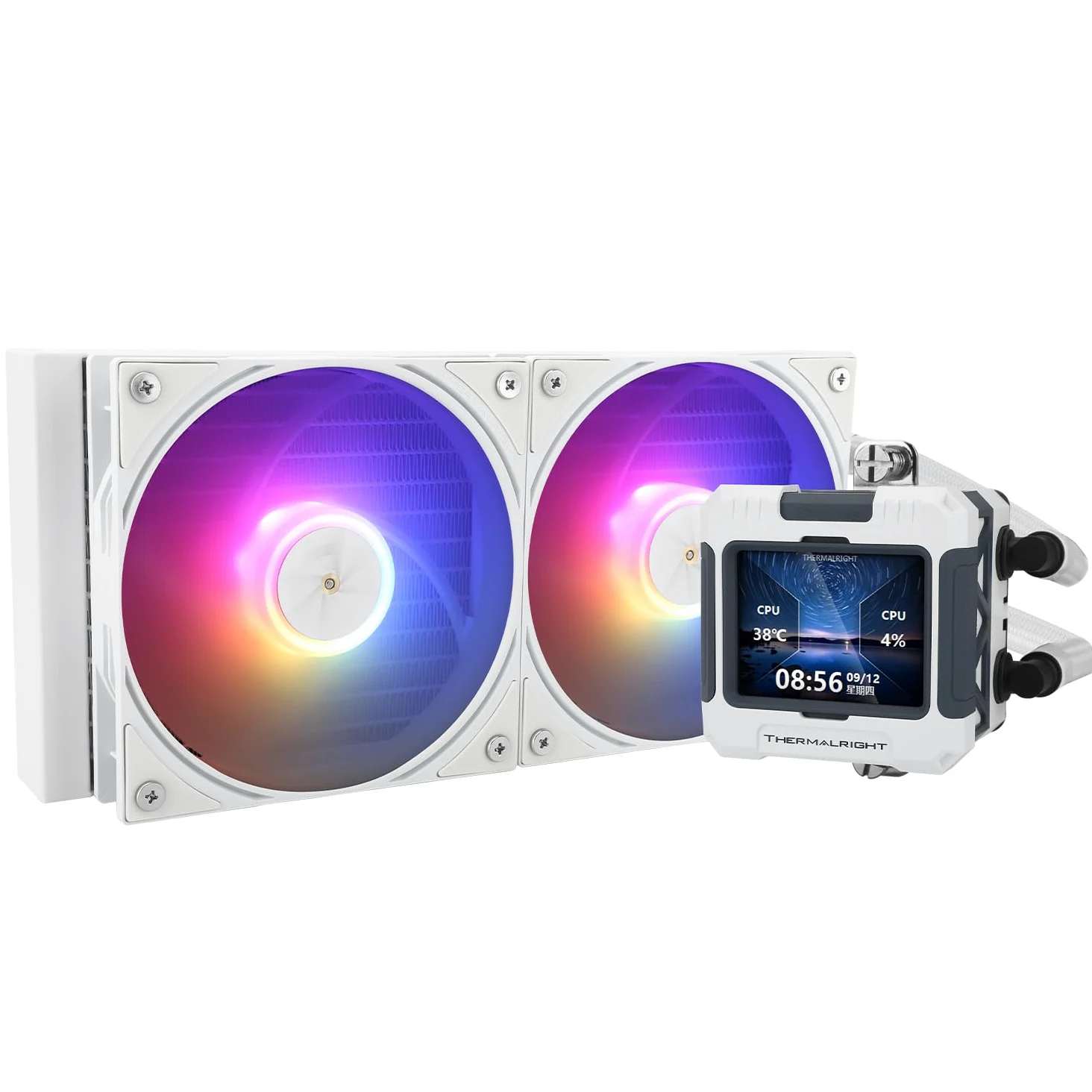 Thermalright FW 240 - Raffreddamento ad acqua ARGB bianco con 2 ventole PWM, schermo LCD IPS 320 x 240, raffreddamento AIO, raffreddamento CPU liquido per raffreddamento Intel PC Aio: AM4/AM5/LGA1700
