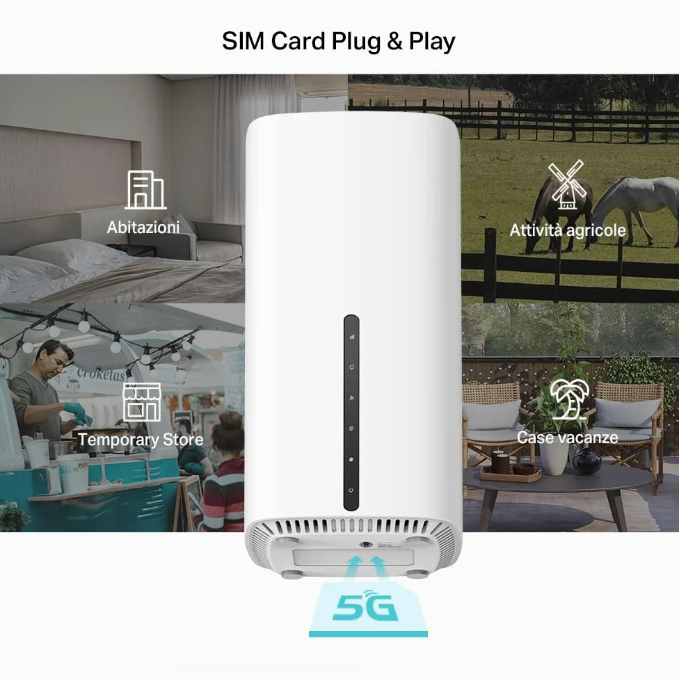 TP-Link Archer NX600 Router 5G Wi-Fi 6 AX3600Mbps Dual Band, Porta WAN/LAN 2.5G+2×Porte Gigabit LAN, Plug & Play, 4K-QAM, 8×5G/LTE, 2×Wi-Fi Antenne Interne, EasyMesh, HomeShield