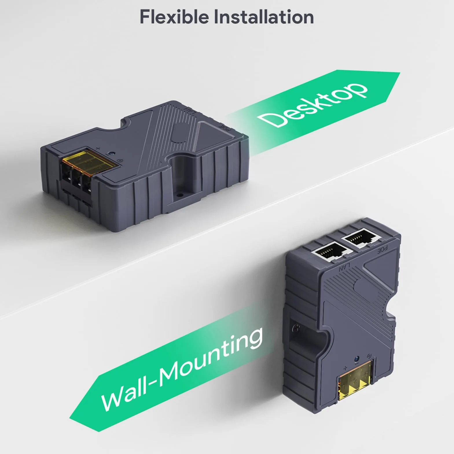 Srliya Iniettore PoE Gigabit Ethernet Stabile da 150 W Connessione di Rete Affidabile, Flessibile per Varie Esigenze di connettività, Protezione da Sovratensione per un Utilizzo Sicuro - 1 Set