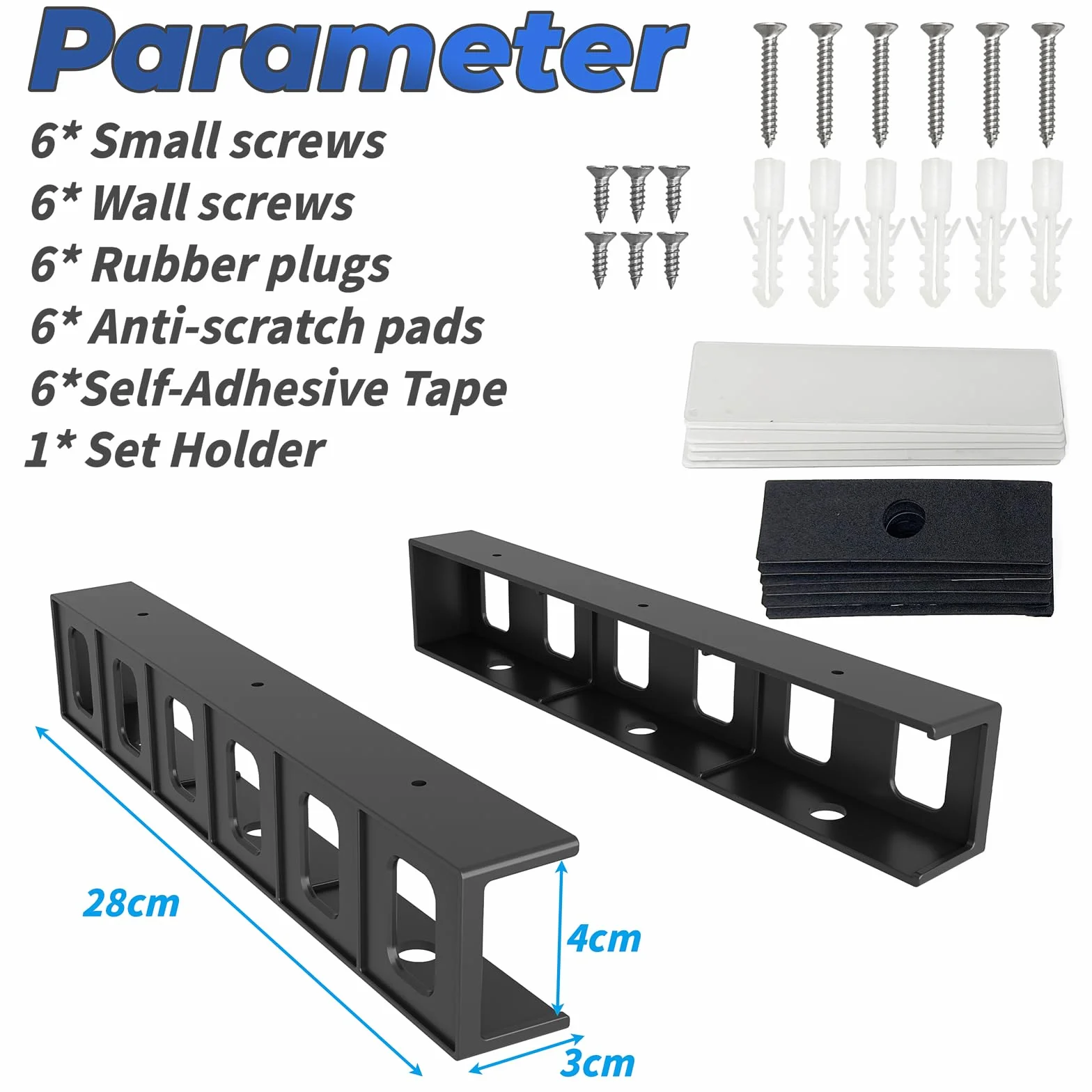 sciuU Supporto Sotto Scrivania/da Parete, Portaoggetti Multifunzione per Laptop, Tablet, Tastiere, Modem, TV Box, Organizer Salvaspazio per Scrivania e Parete, per Dispositivi < 4 cm