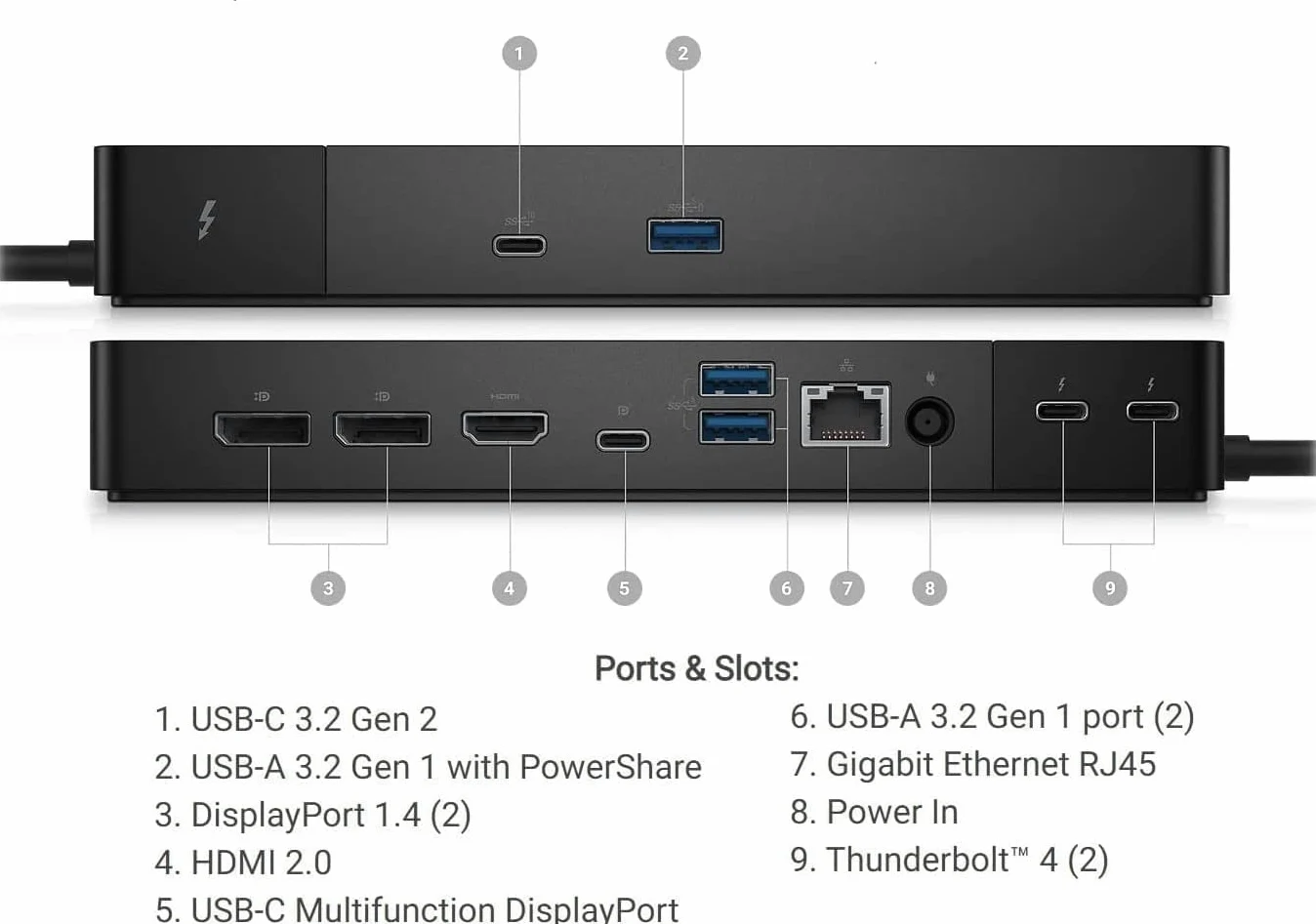 Dell WD22TB4 Modular Dock with 2 Thunderbolt 4 Ports & Supports up to Four 4K Displays (Ricondizionato)