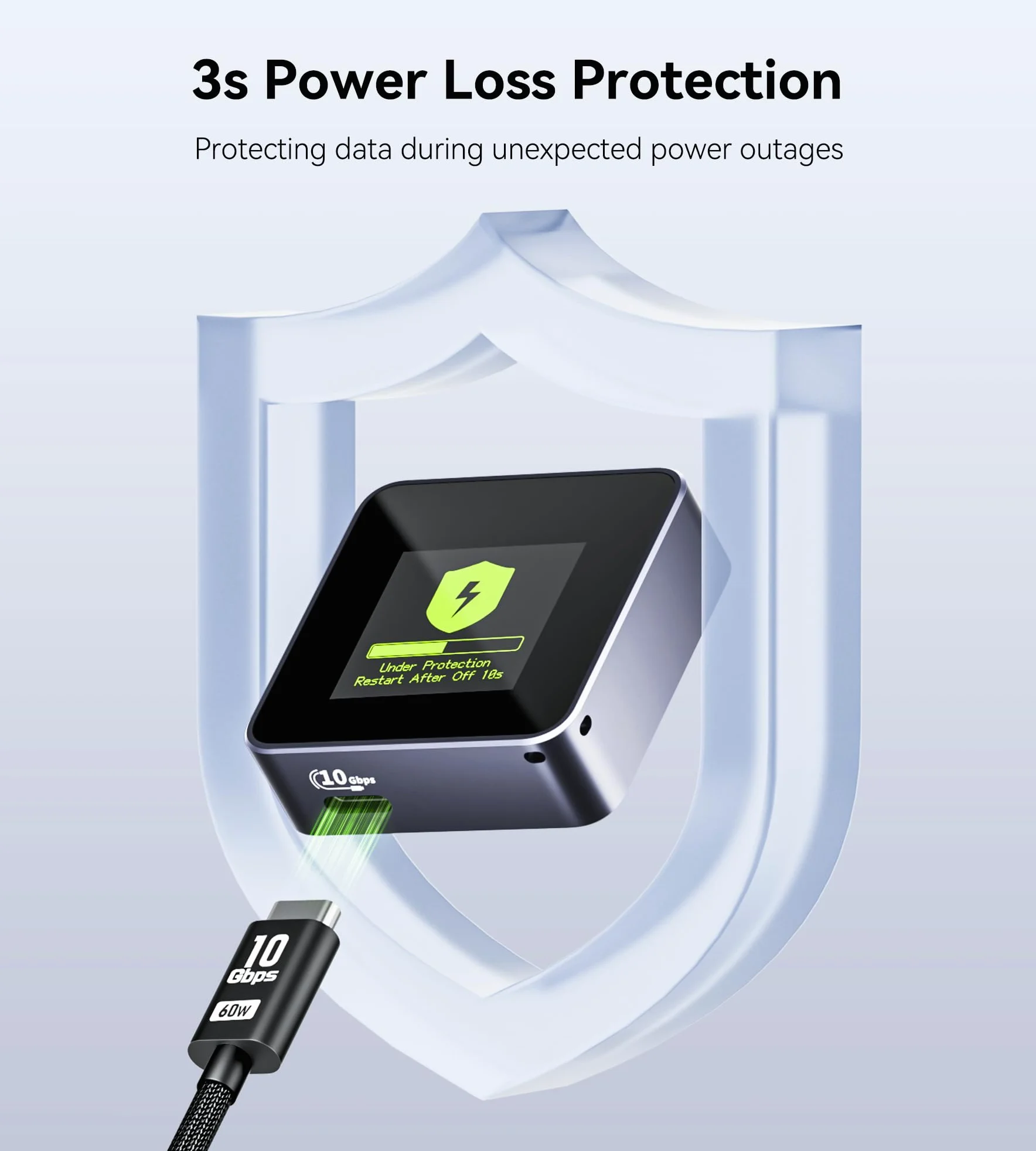 DOCKCASE Pocket M.2 NVMe Smart SSD Enclosure - Case SSD Power Loss Protection 3s, Rilevamento della salute dell'SSD, USB-C 3.2 (10Gbps) NVMe Case Supporta 2230 M.2 NVMe/PCle SSD fino a 2TB (Grigio)