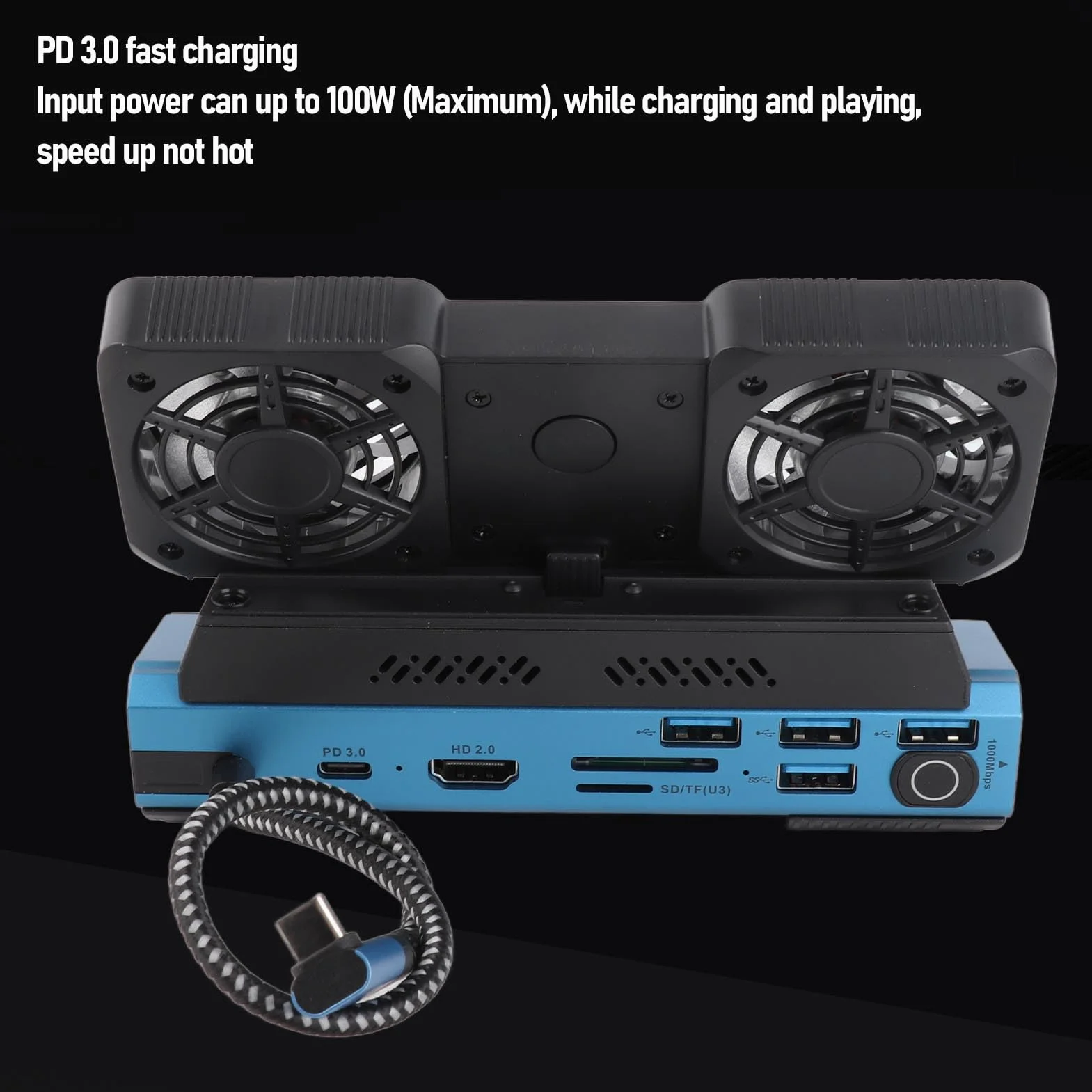 Topiky 9 in 1 Stazione di Docking RGB per Steam Deck, Stazione di Docking USB C con HDMI 4K a 60Hz, Dock Console da Gioco Portatile Gigabit Ethernet con Ventole di Raffreddamento a