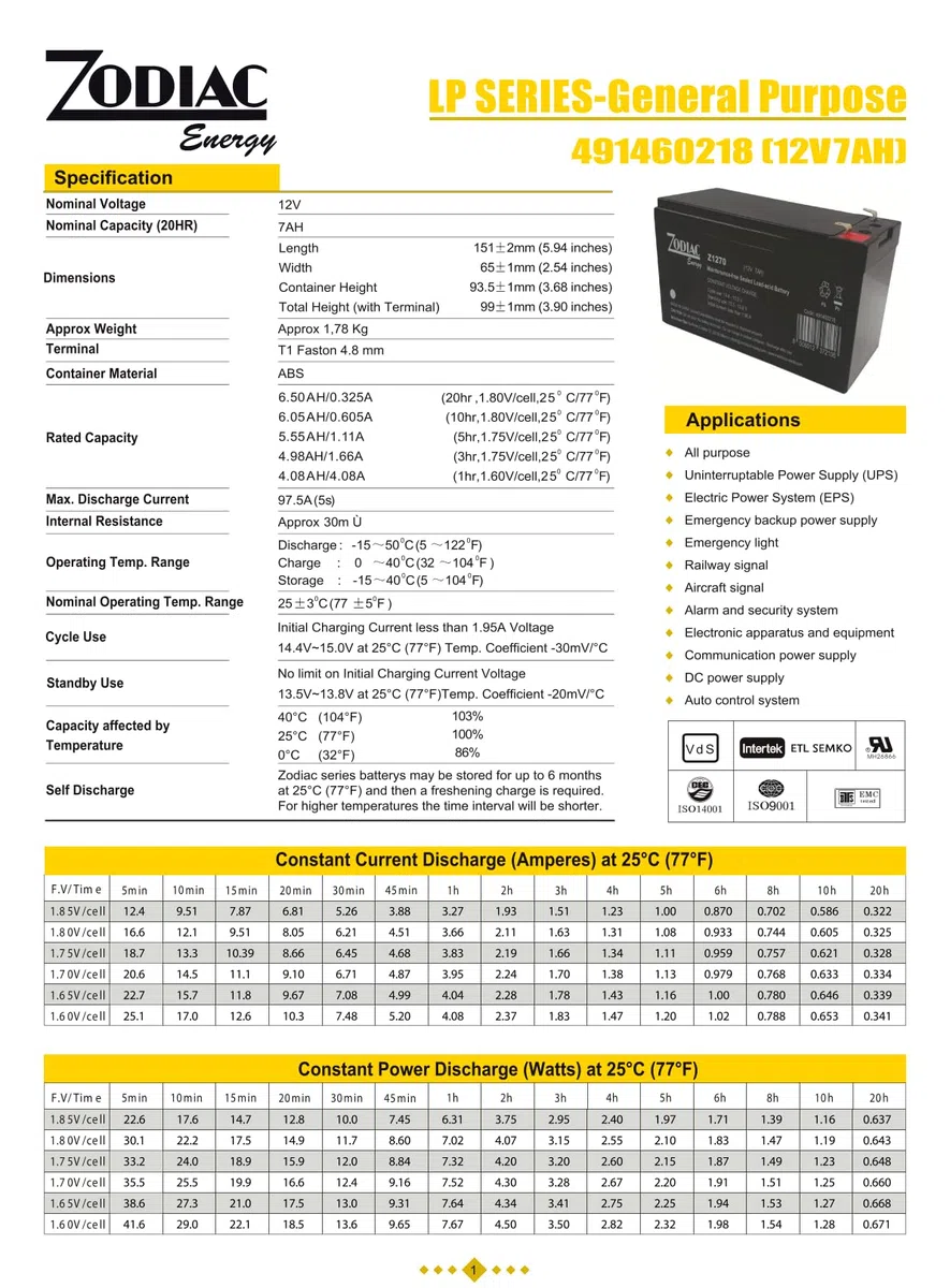 Batteria al Piombo Ermetica Ricaricabile 12V 7Ah Uso Tampone e Ciclico 151x65x93.5 per Luci di Emergenza Uso Industriale Sistemi di Sicurezza UPS Nessuna Manutenzione by Dimensione Elettronica S.R.L.