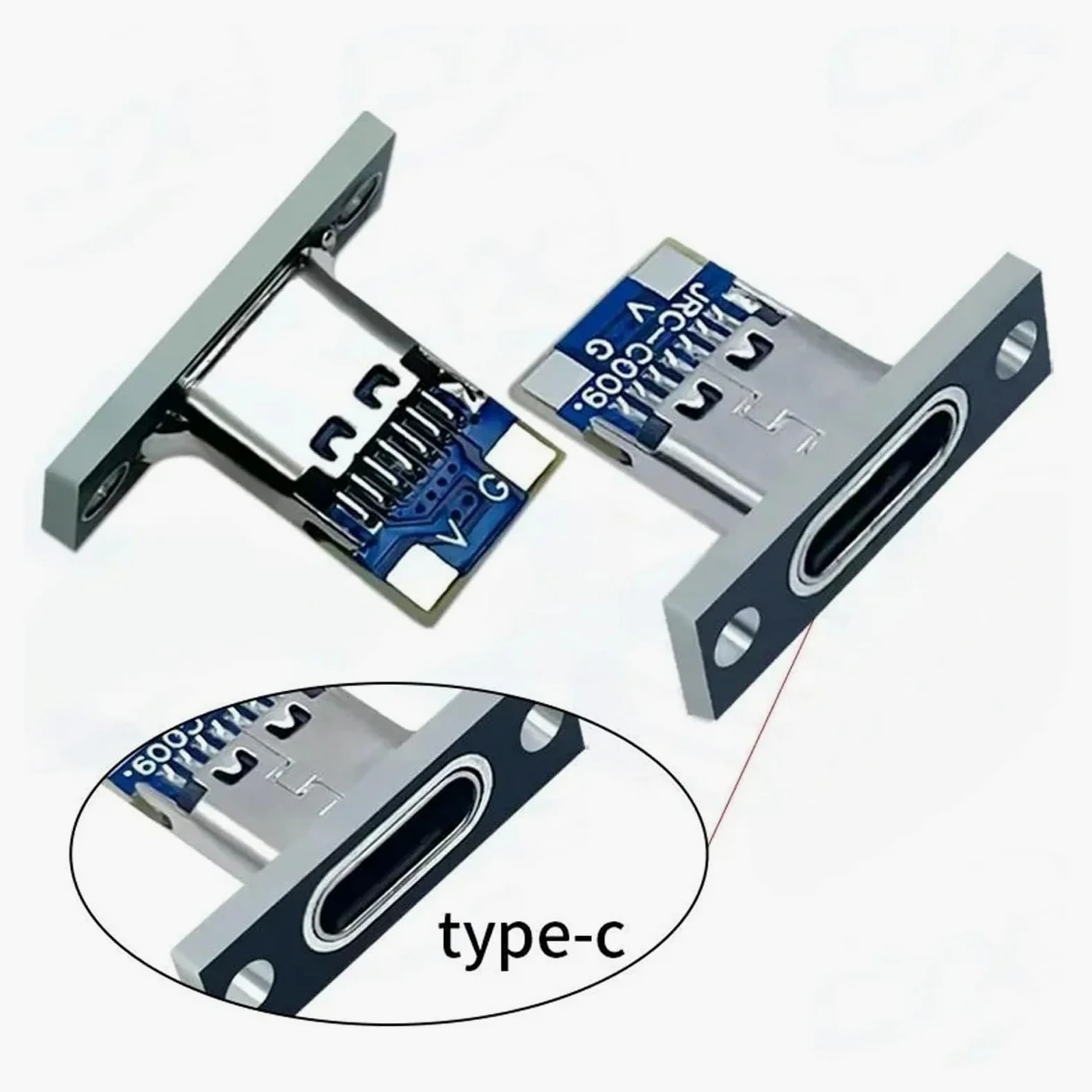 Porta di ricarica USB-C femmina a 2/4 pin con piastra di fissaggio a vite, 5/20 pezzi | 2 piastre, 10 pezzi, 4 pin