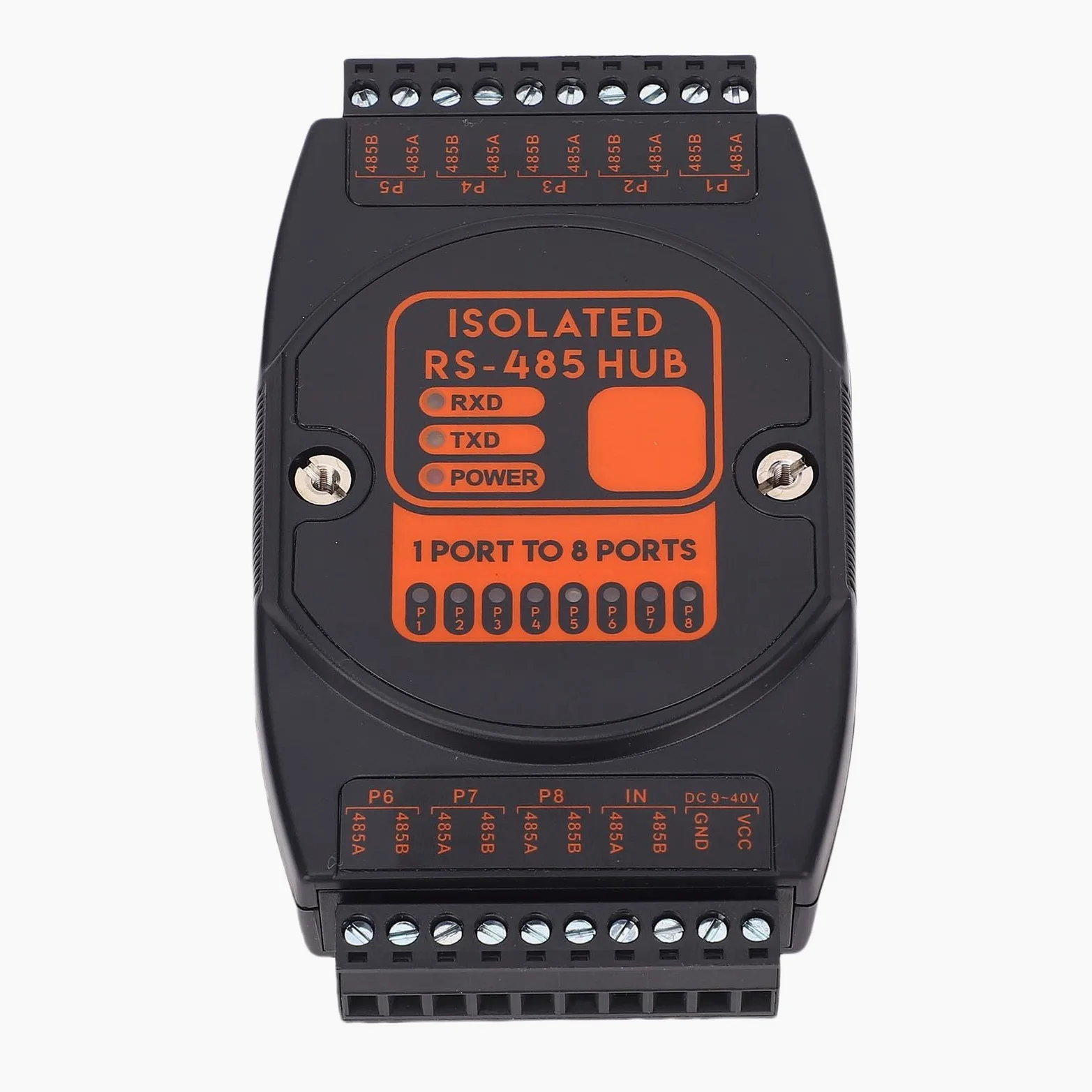 Ejoyous Hub 485, Ripetitore 485 Isolato in ABS 1 Ingresso 8 Uscite, Isolamento 2500 Vrms da 9 a 40 V CC da 300 Bps a 115,2 Kbps, per Espansione di Rete Industriale e Sistemi di Controllo per Esterni