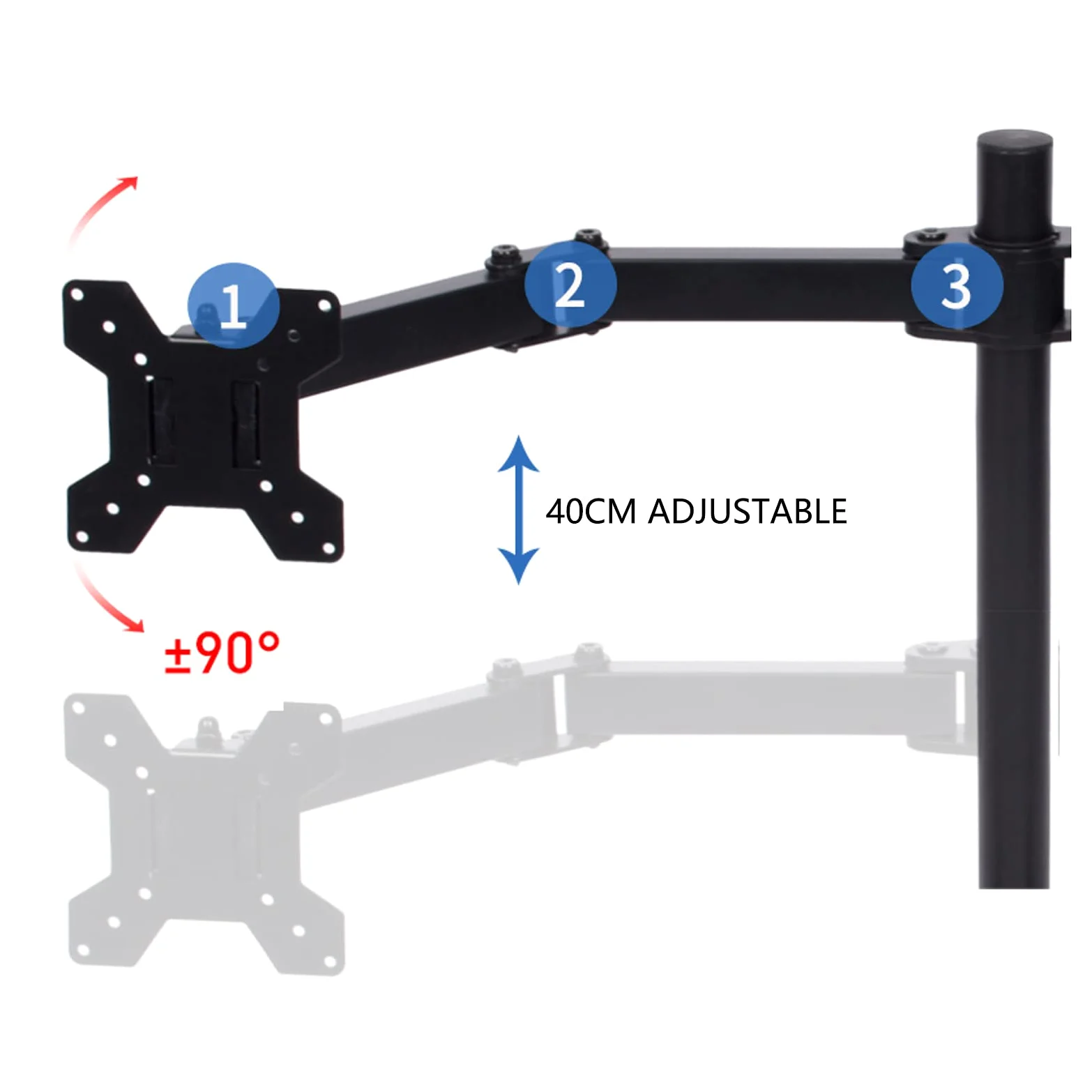 Supporto per monitor da 4 monitor, supporto per monitor da 9 kg (carico singolo braccio), adatto per schermi piatti fino a 27 pollici