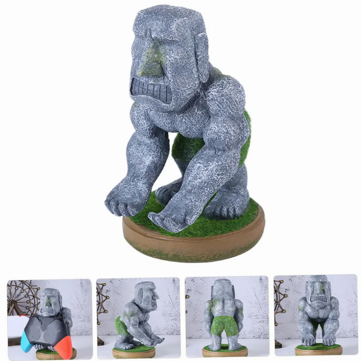 Tofficu Supporto Controller Gaming in Resina a Forma di Statua Moai, Multiuso e Durevole, per Desktop e Casa, Accessorio Postazione Gaming Originale
