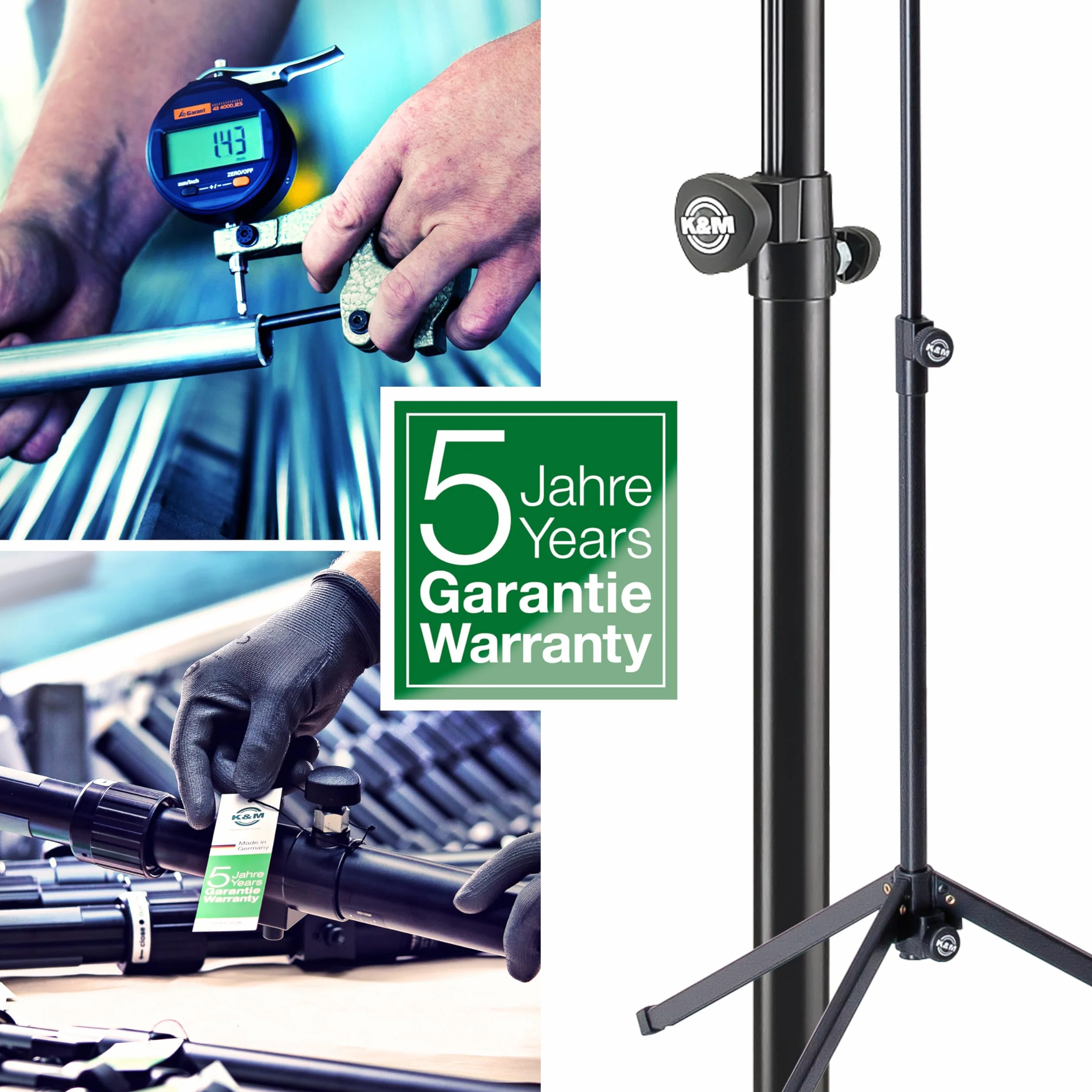 K&M 26775 Supporto da tavolo per monitor nero, in acciaio - supporto regolabile in altezza dal design innovativo - grande ripiano