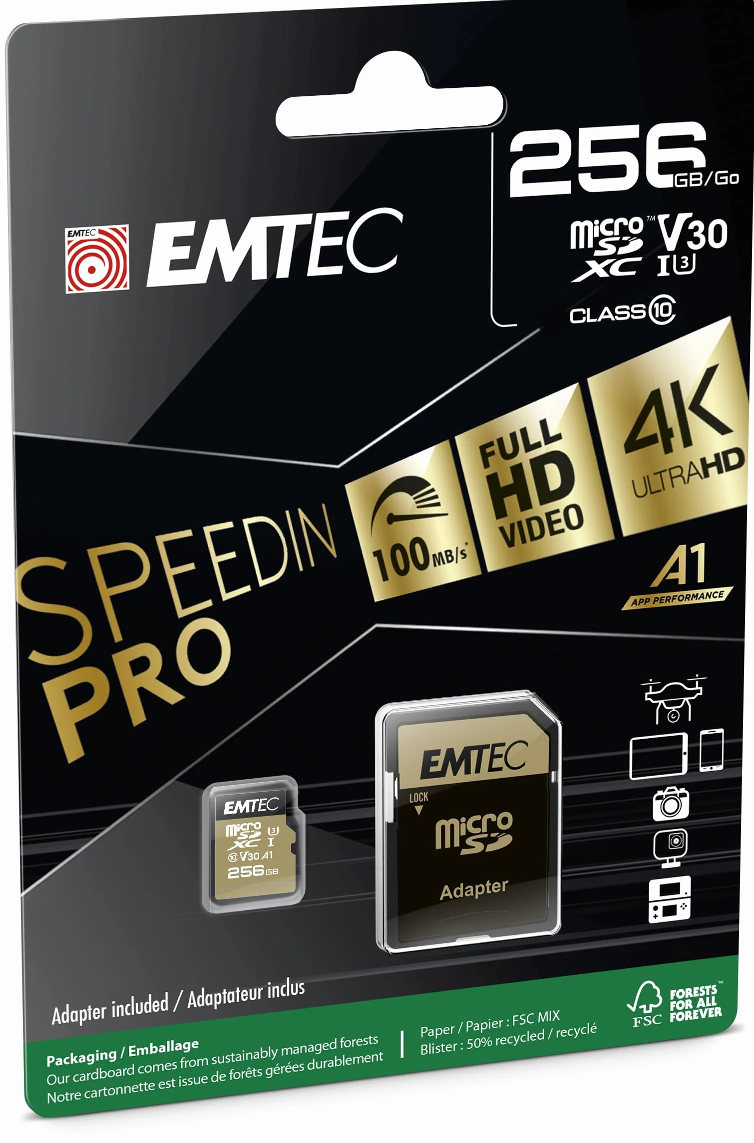 EMTEC SPEEDIN PRO 256 GB MICROSDXC, SPEICHERKARTE
