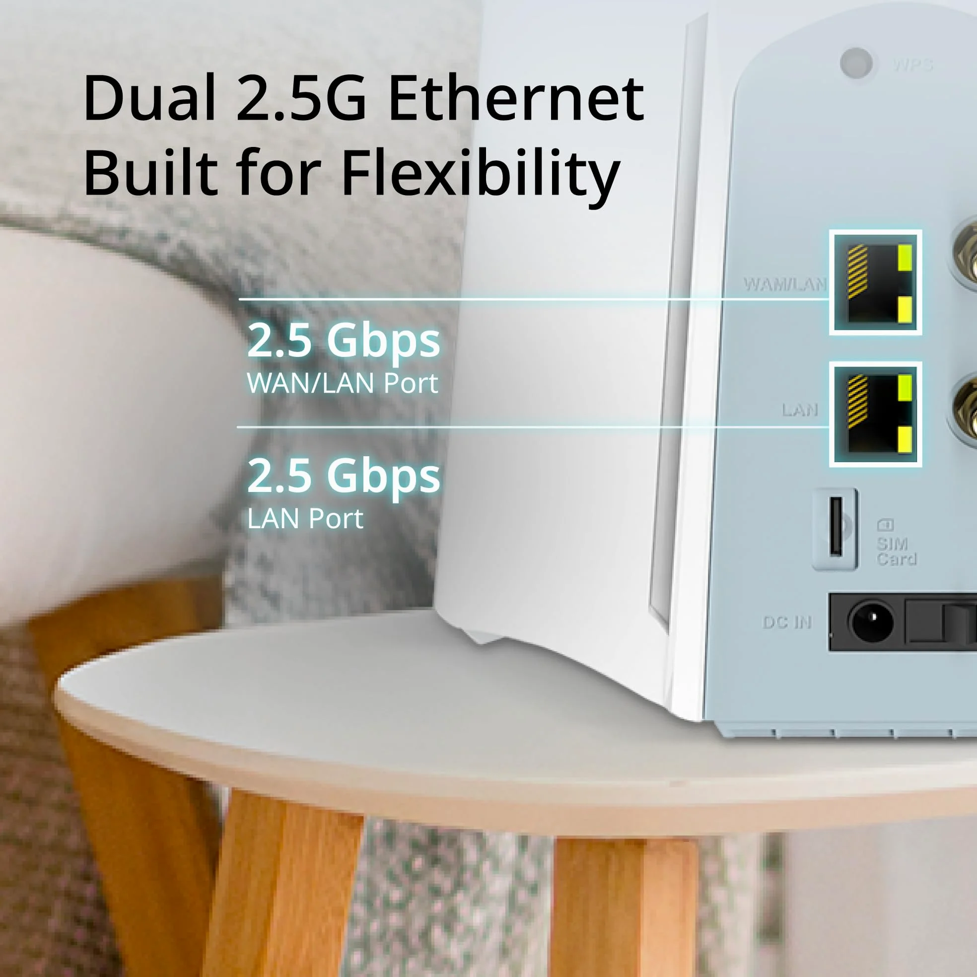 D-Link G536 Router WiFi 7 5G con slot SIM, supporto antenne esterne (SMA doppi), BE3600, 5G fino a 4,67 Gbps, porte doppie 2,5 Gigabit, commutazione WAN automatica, compatibile Mesh