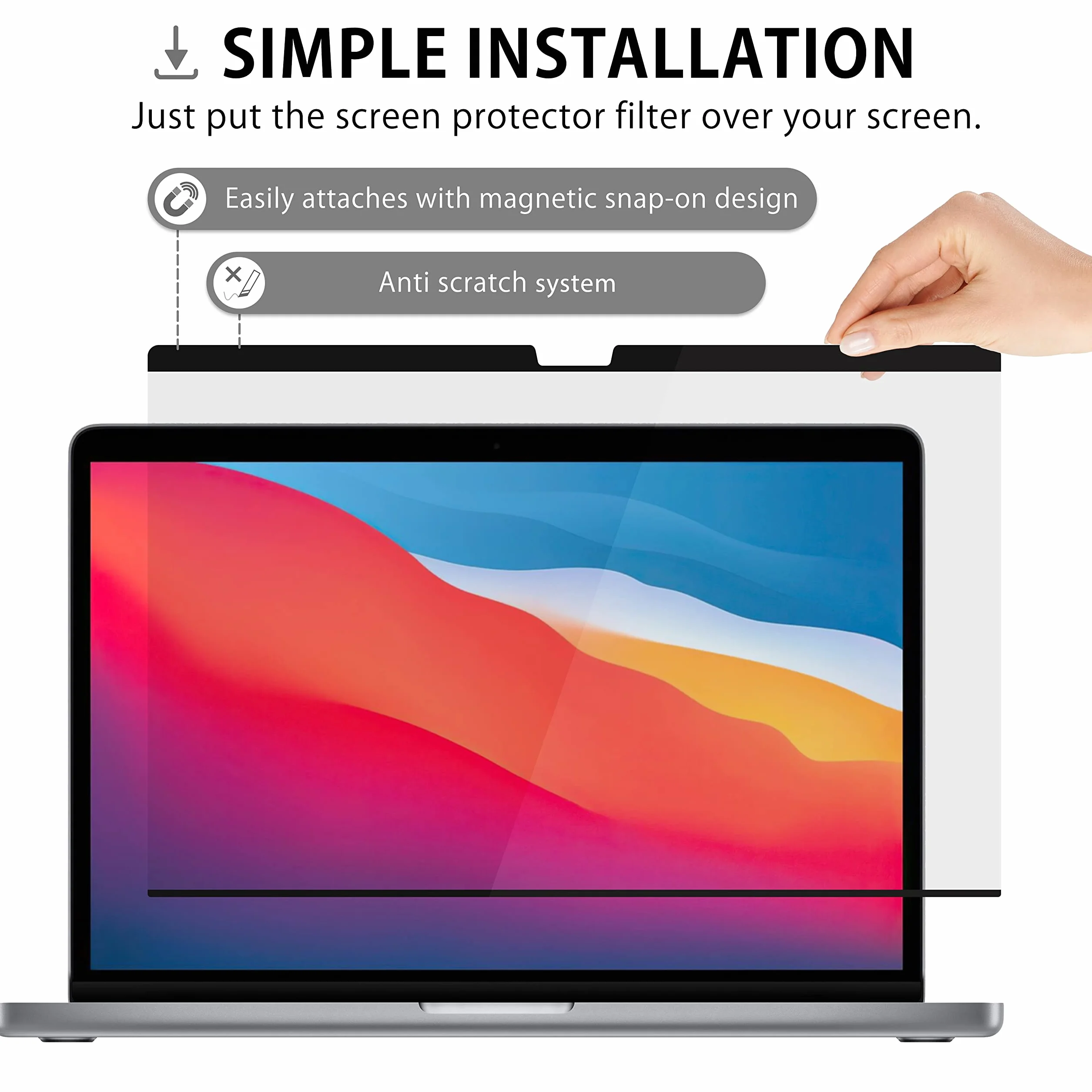 MyGadget Pellicola Privacy per Apple MacBook Pro 13 Inch (2016-2022, M1, M2) | MacBook Air 13 (2018-2021, M1) - Filtro Oscurante Magnetico Film Anti Spia
