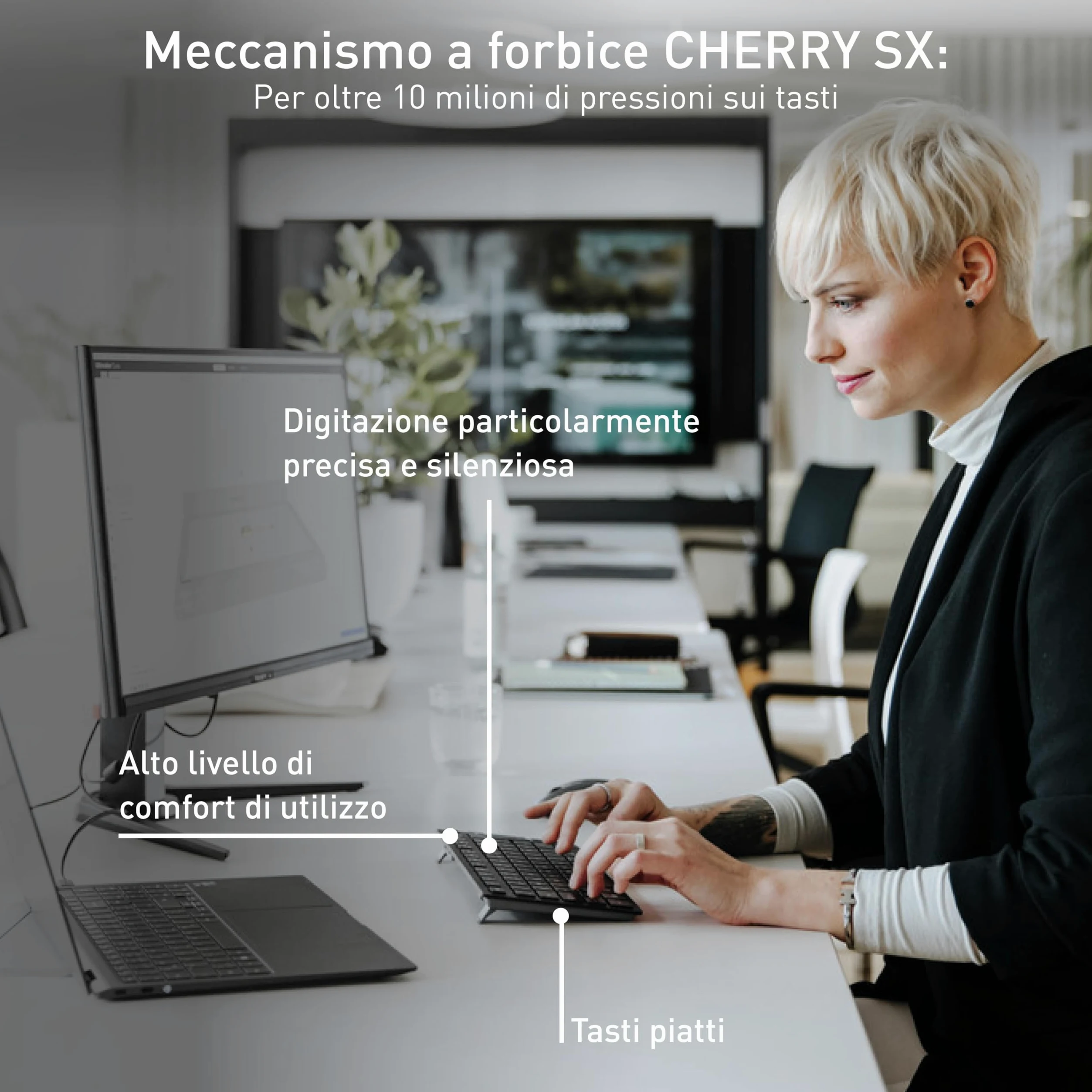 CHERRY KW 9200 MINI, Tastiera Multidispositivo Compatta per fino a 4 Dispositivi, Layout per l'Unione Europea (QWERTY), Bluetooth, 2,4 GHz o Cavo, Ricaricabile, Nero
