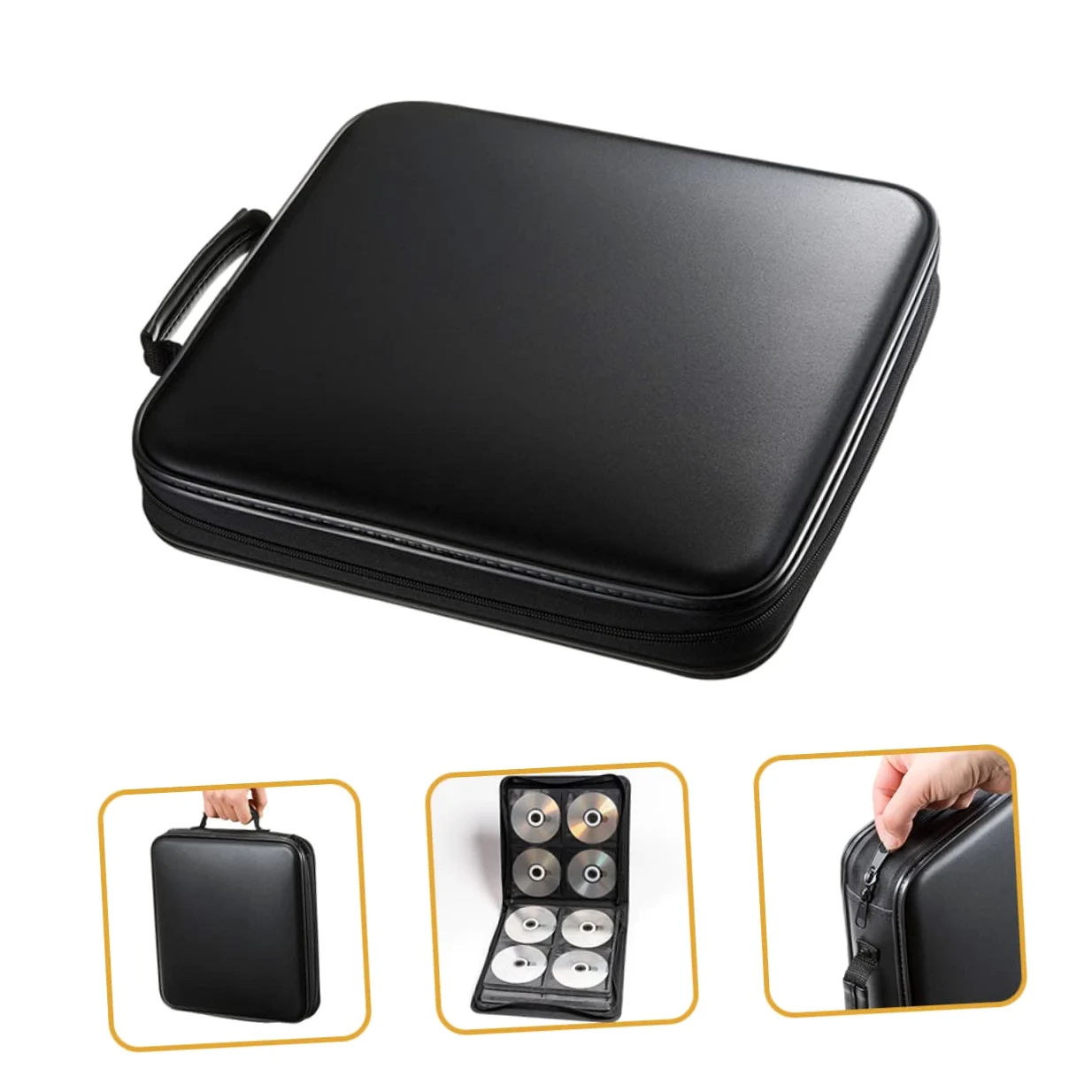 Porta CD in Plastica Cerniera Custodia Portatile per Dischi Contenitore per Dvd Maniglia per Trasporto Facile e Protezione da Graffi