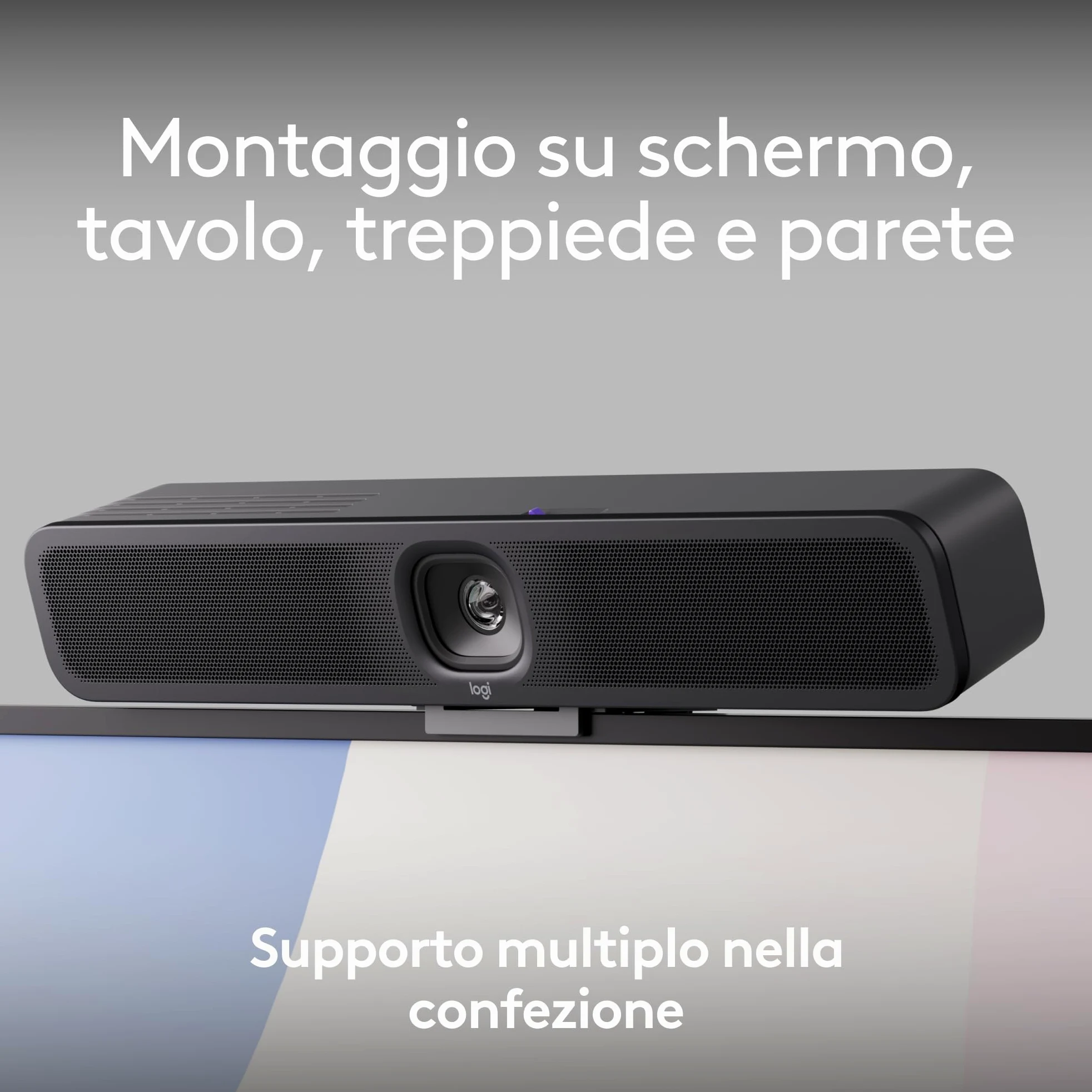 Logitech MeetUp 2 Videocamera per sale conferenze USB integrata, barra video compatta con funzionalità AI integrate, compatibile con Microsoft Teams, Zoom Rooms, Google Meet e altro ancora - Grafite