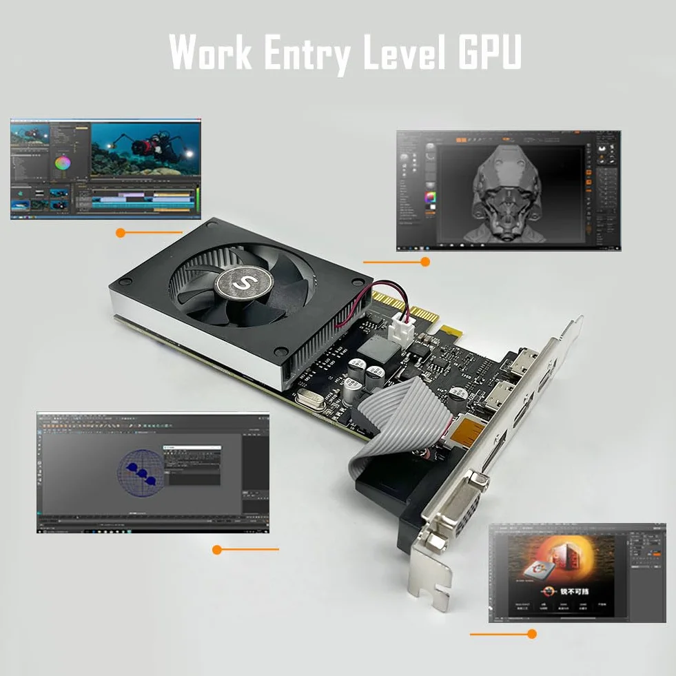 GT 730 4GB Scheda Video, 2 HDMI, DisplayPort, VGA, DDR3 64-bit, Low Profile Scheda Grafica PC, Computer GPU, Low Power, PCI Express x8, DirectX 12