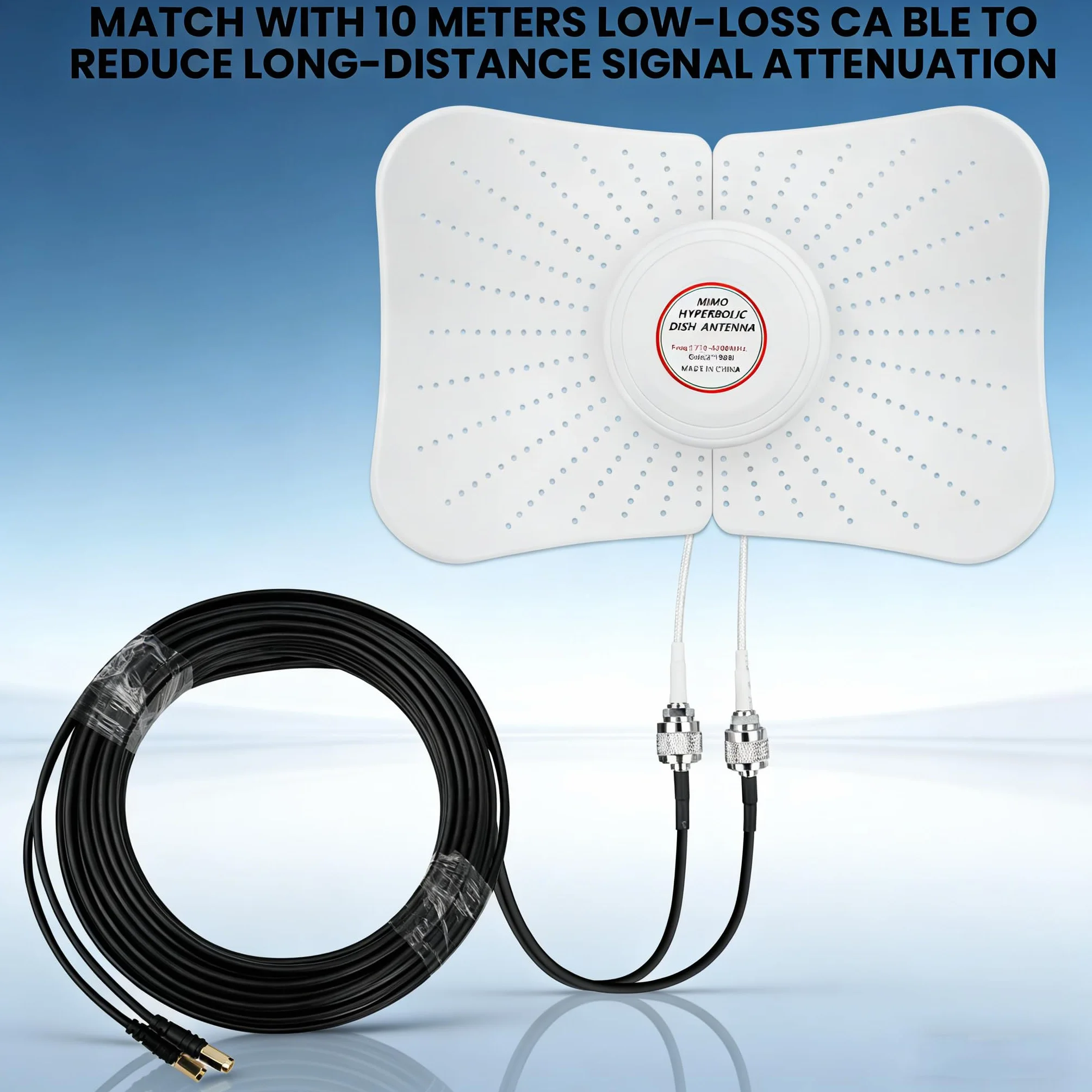 Antenna 4G LTE 5G per esterno, antenna direzionale MIMO | 600-6000 MHz | fino a 22 dB | 2 x 10 m, rinforzo compatibile router esterno 2 x TS9