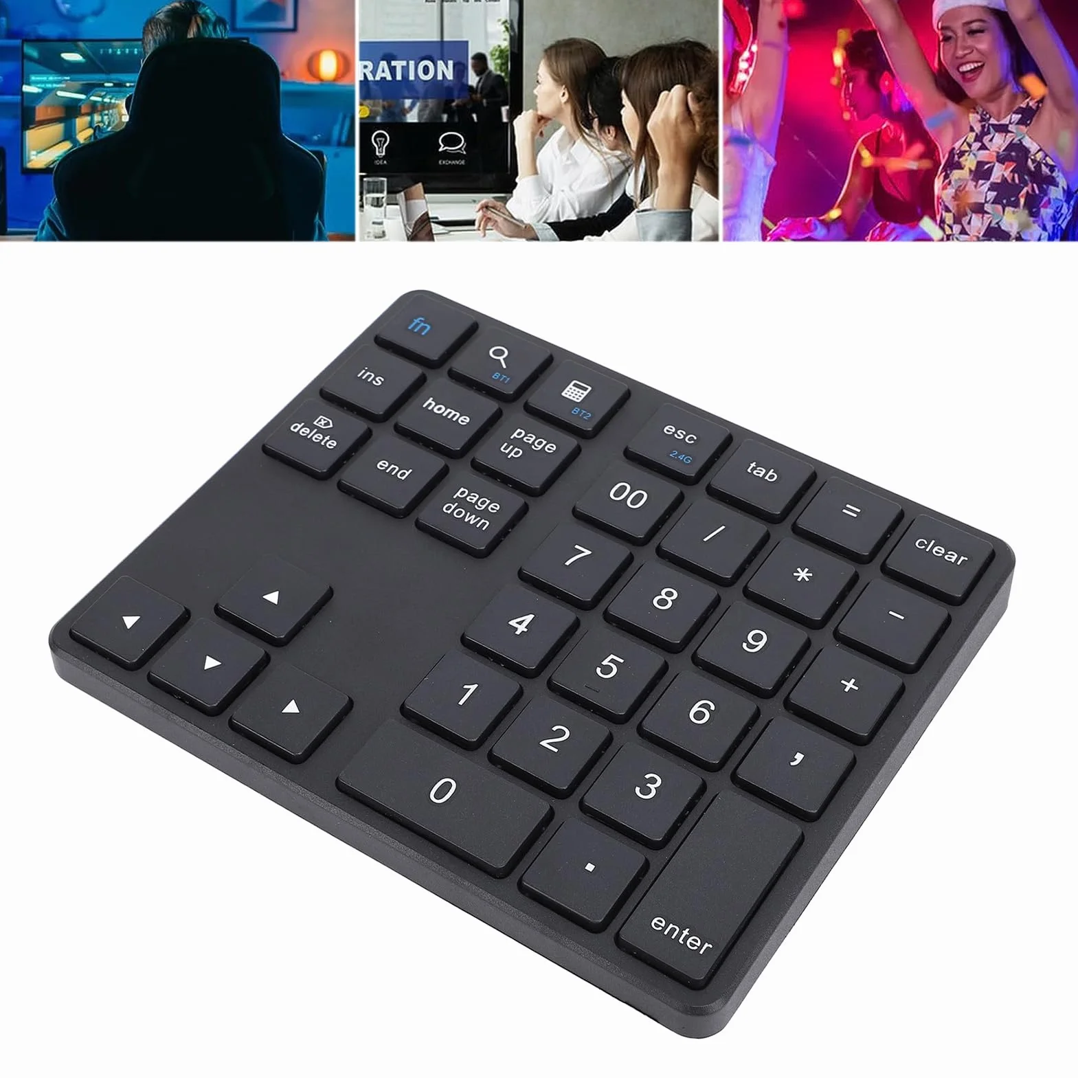 Garsent Tastierino Numerico Bluetooth per Laptop, Tastierino Numerico Cordless, Tastierino Numerico Ricaricabile USB a 35 Tasti, Tastierino Numerico Esterno per Laptop PC Notebook (BLACK)