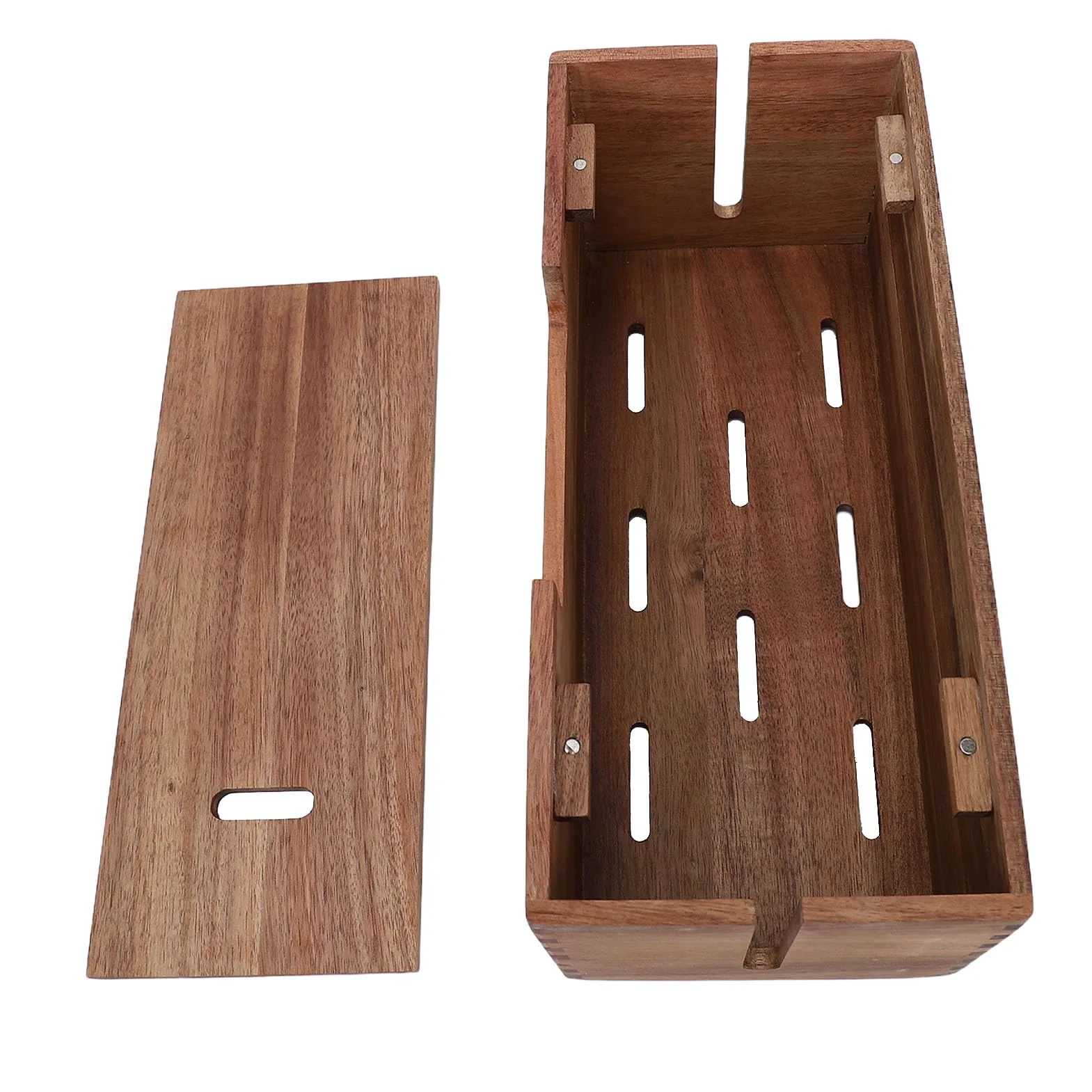 Dpofirs Scatola di Gestione dei Cavi in ​​Legno, Organizer Spegnicavo in Legno per Ciabatta e Cavi, con Efficiente Occultamento del Cavo per Scrivania, Ufficio e TV Domestica