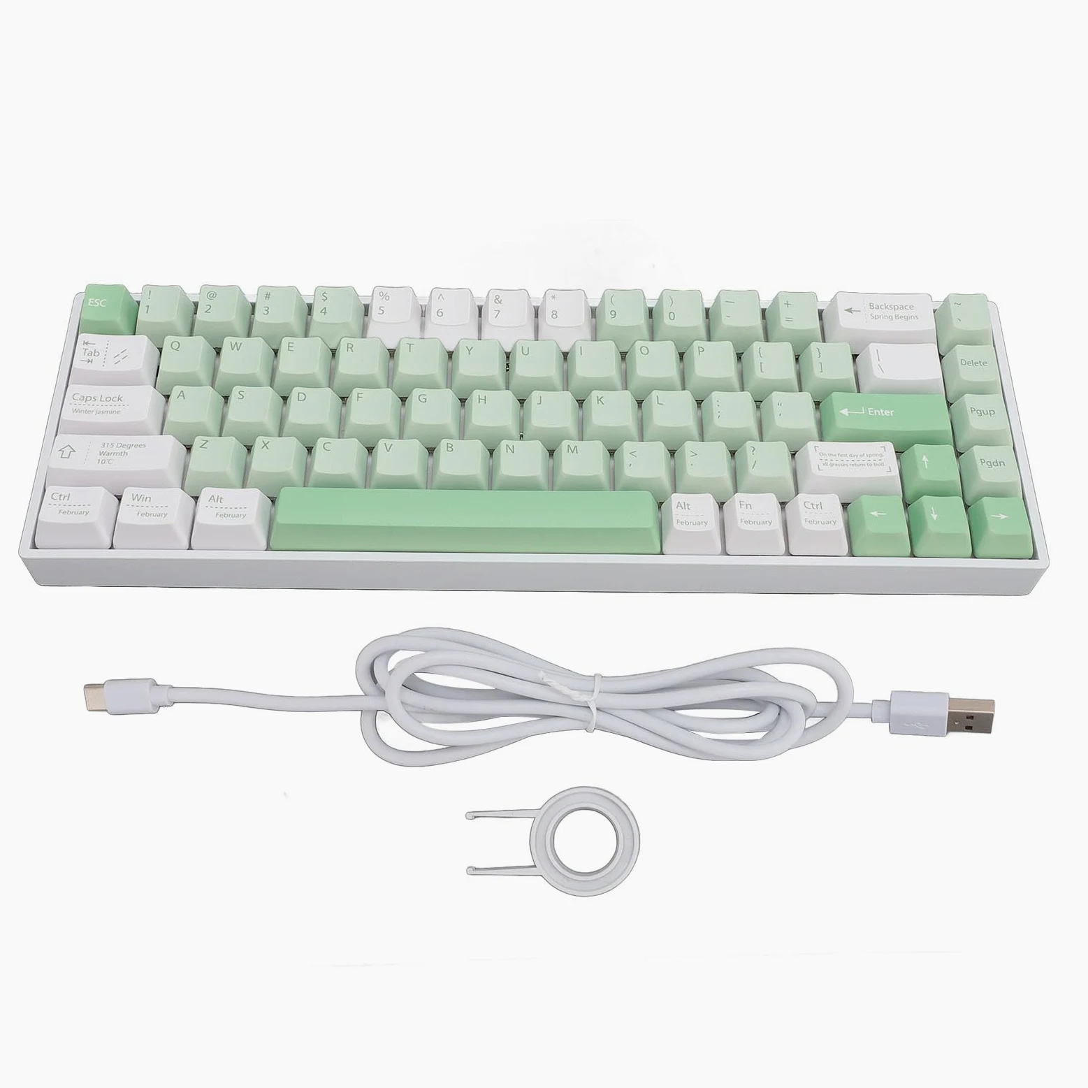 AMONIDA Tastiera Meccanica Wireless Compatta a 68 Tasti con Illuminazione RGB e Bluetooth per Giocatori e Professionisti Custodia Bianca
